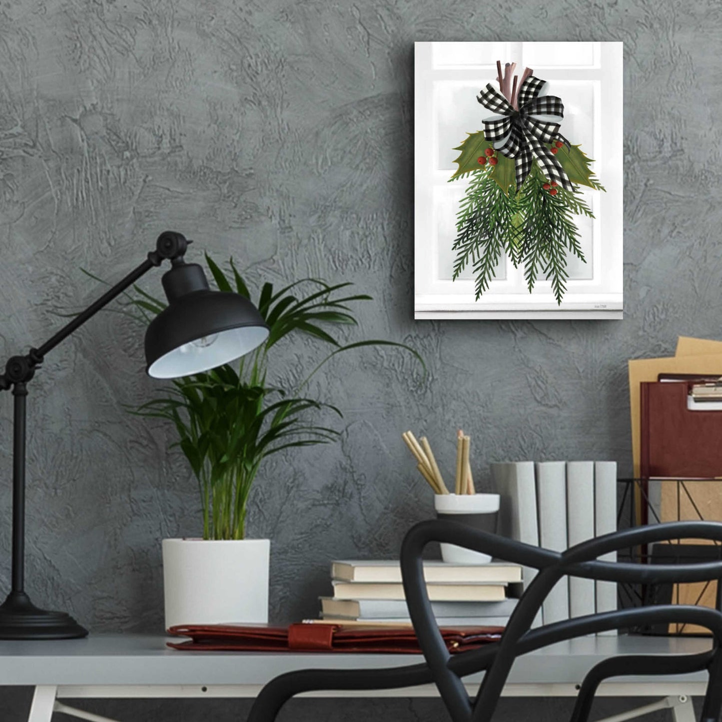 Epic Art 'Holly Christmas Swag' by House Fenway, Acrylic Glass Wall Art,12x16