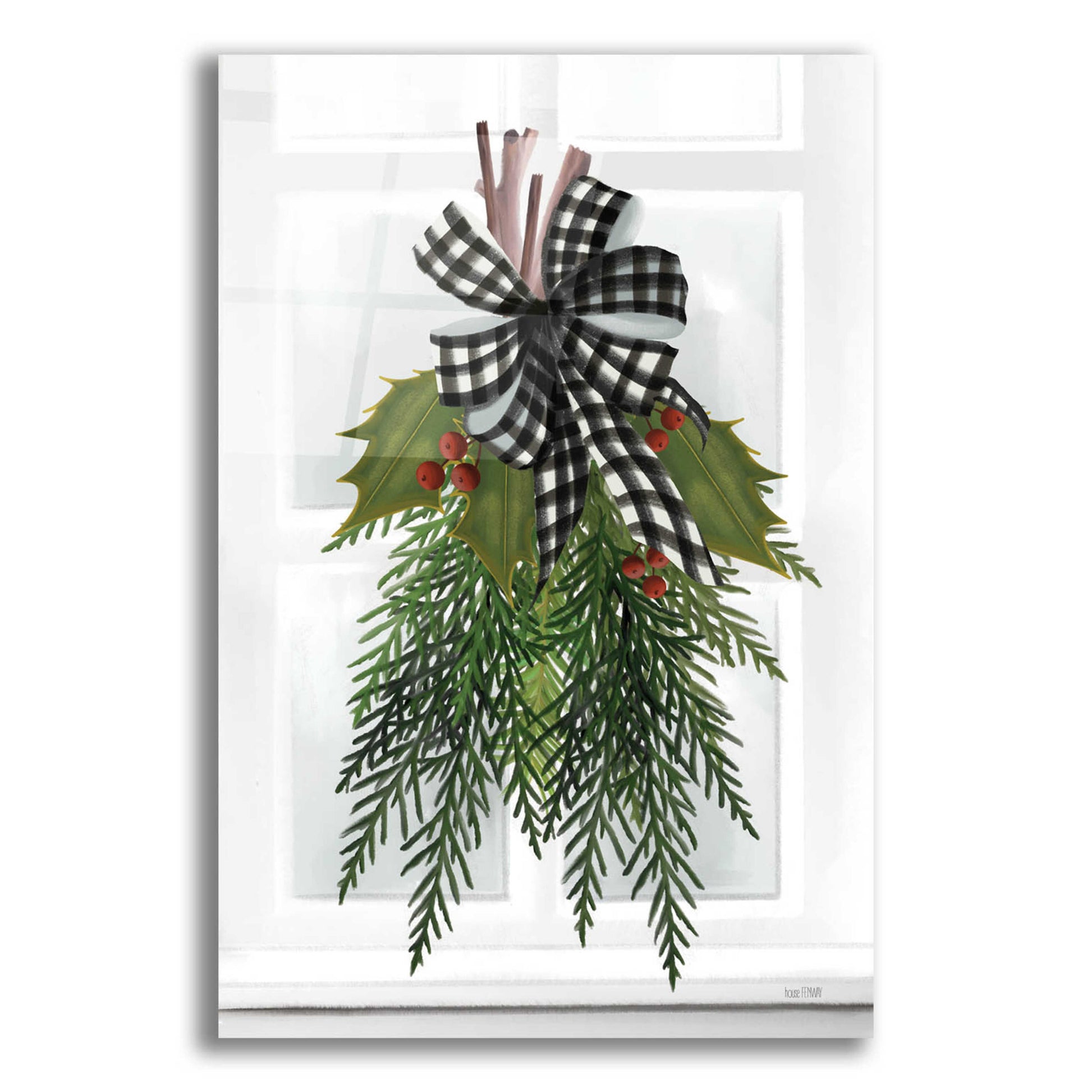 Epic Art 'Holly Christmas Swag' by House Fenway, Acrylic Glass Wall Art,12x16