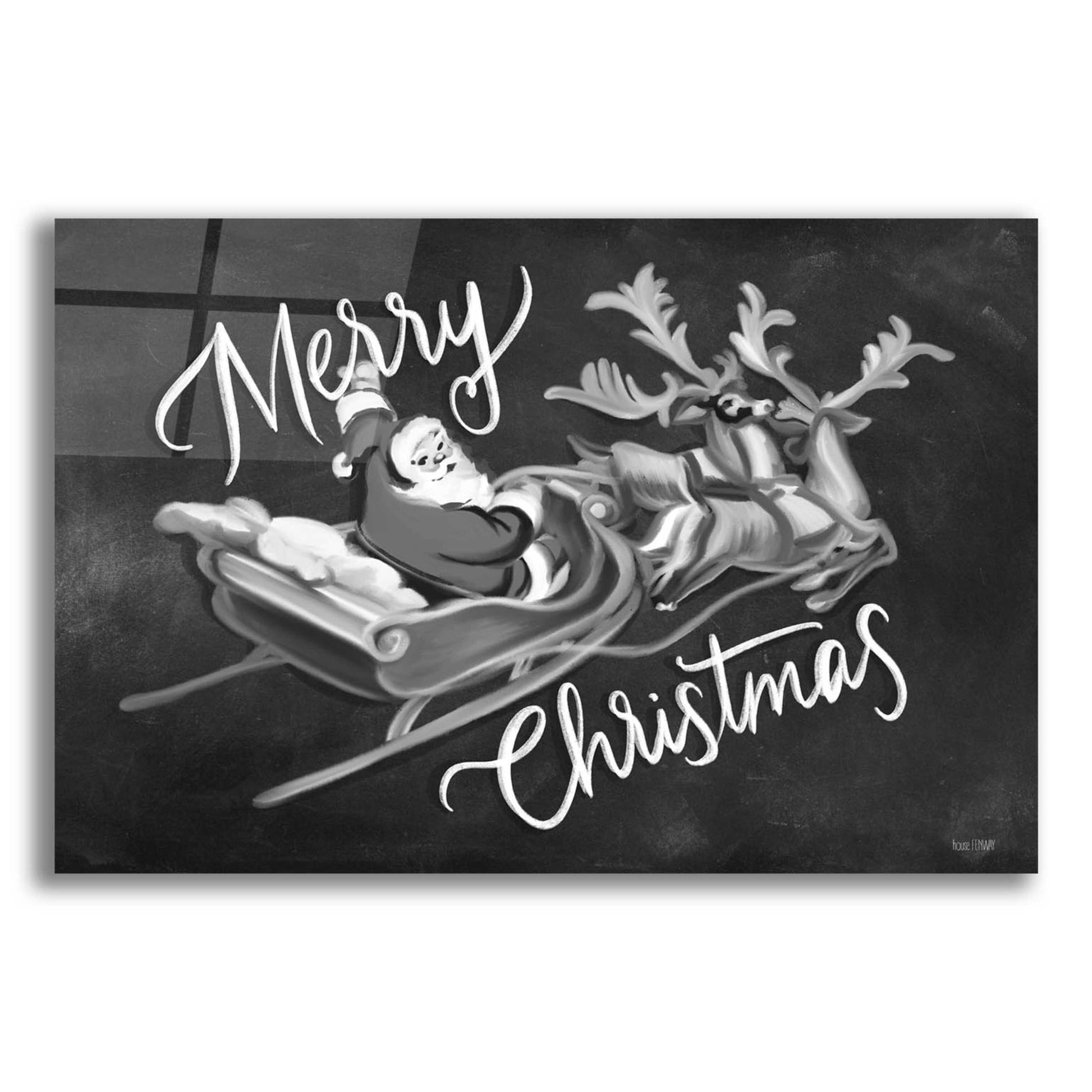 Epic Art 'Merry Christmas Santa & Sleigh' by House Fenway, Acrylic Glass Wall Art,16x12