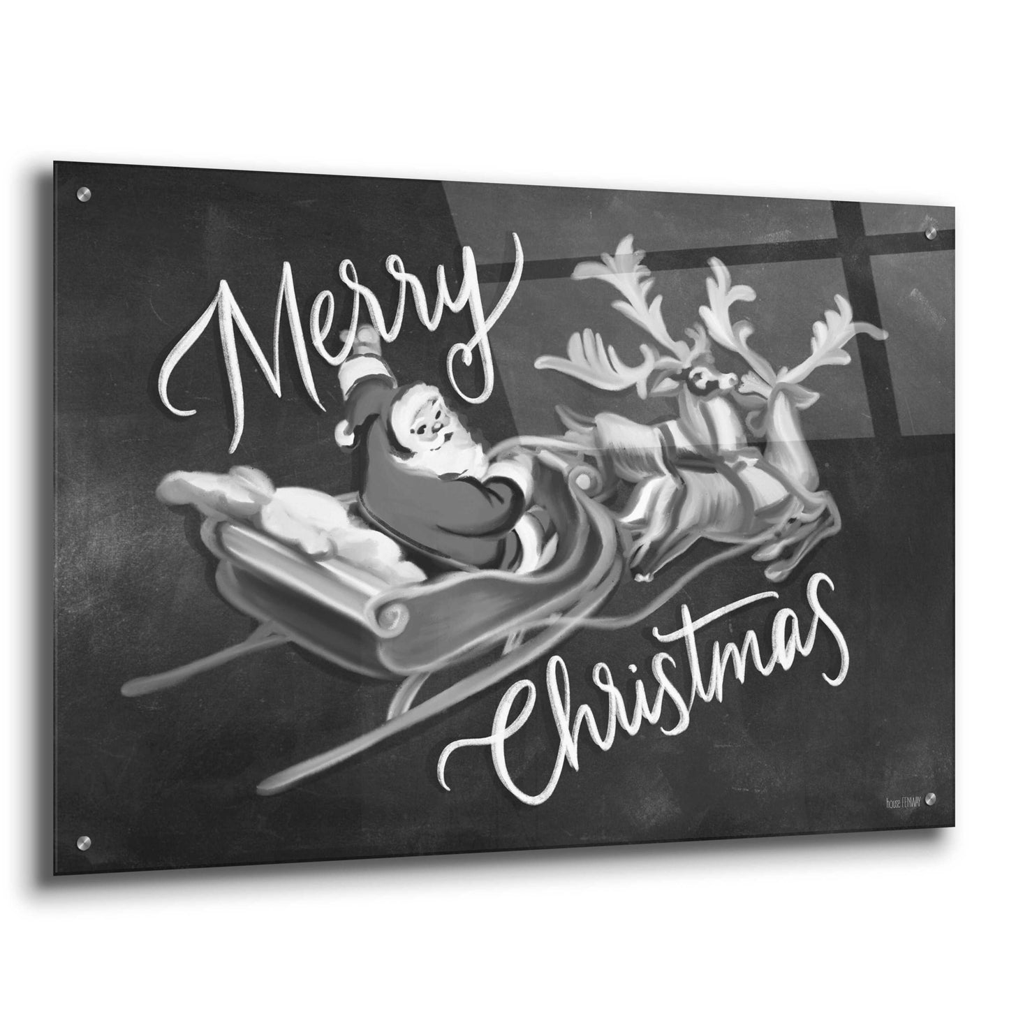 Epic Art 'Merry Christmas Santa & Sleigh' by House Fenway, Acrylic Glass Wall Art,36x24