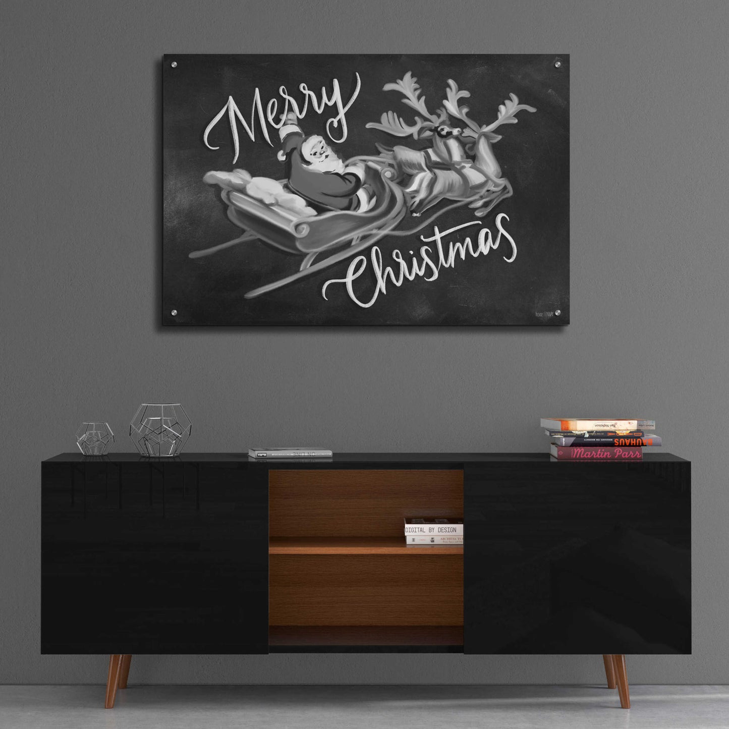 Epic Art 'Merry Christmas Santa & Sleigh' by House Fenway, Acrylic Glass Wall Art,36x24