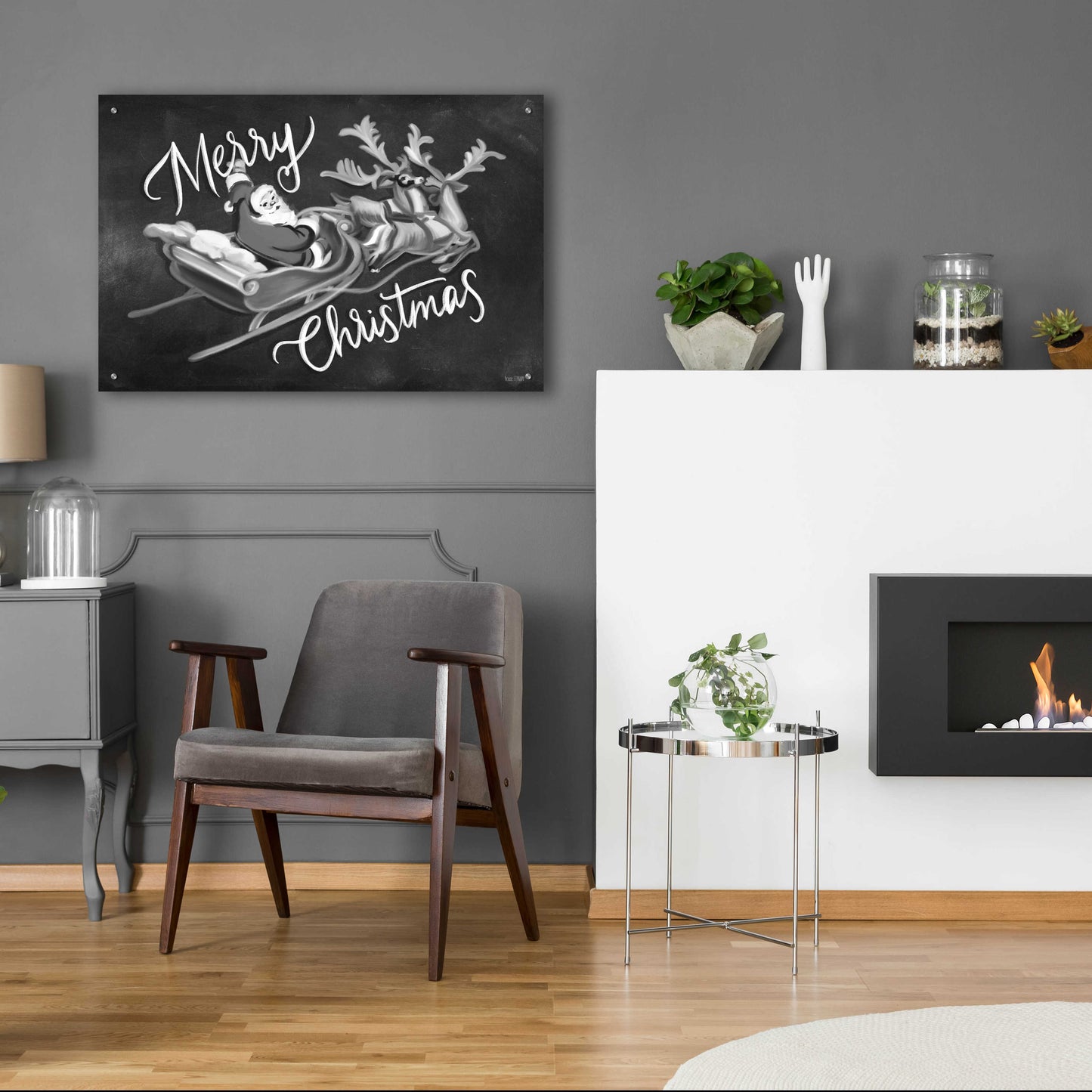 Epic Art 'Merry Christmas Santa & Sleigh' by House Fenway, Acrylic Glass Wall Art,36x24