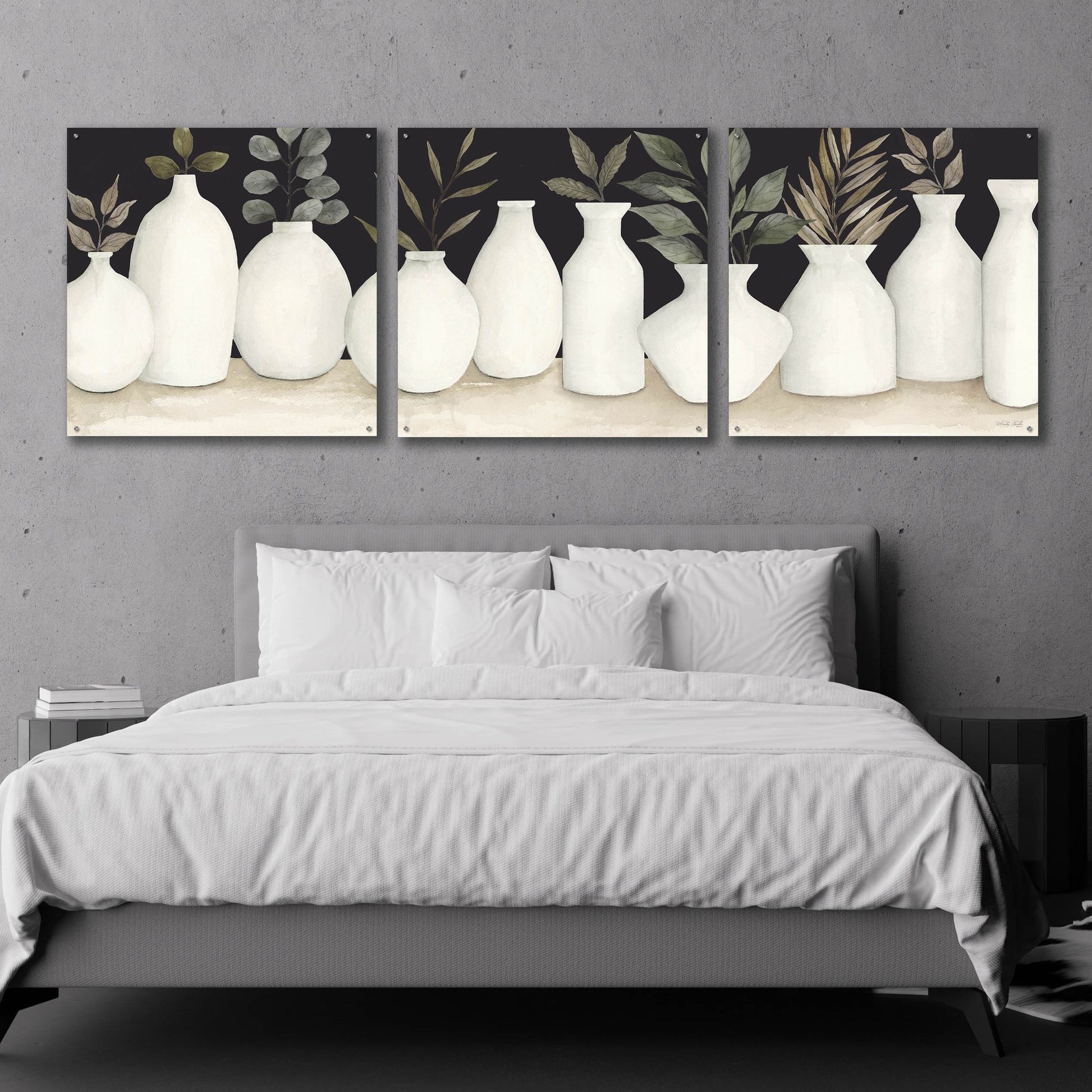 Epic Art 'Ebony And Ivory' by Cindy Jacobs, Acrylic Glass Wall Art, 3 Piece Set,108x36