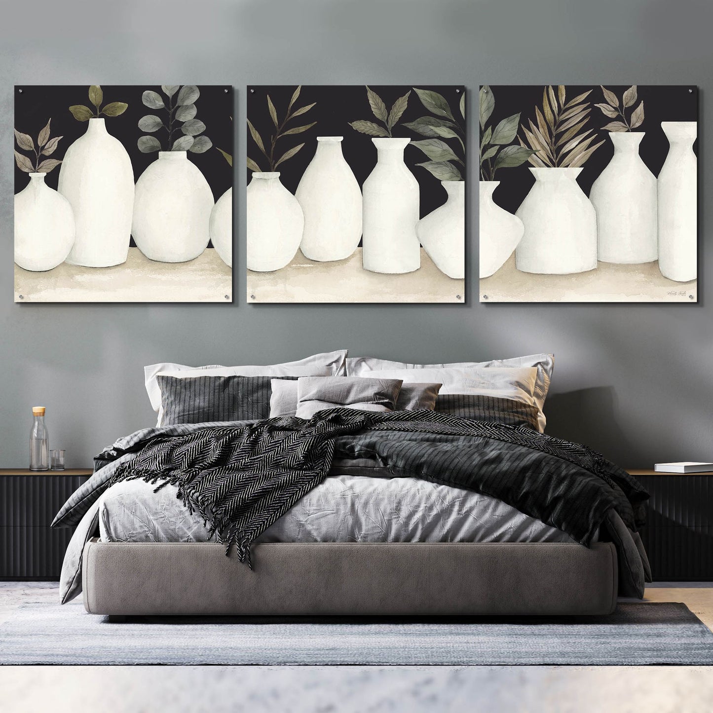 Epic Art 'Ebony And Ivory' by Cindy Jacobs, Acrylic Glass Wall Art, 3 Piece Set,108x36