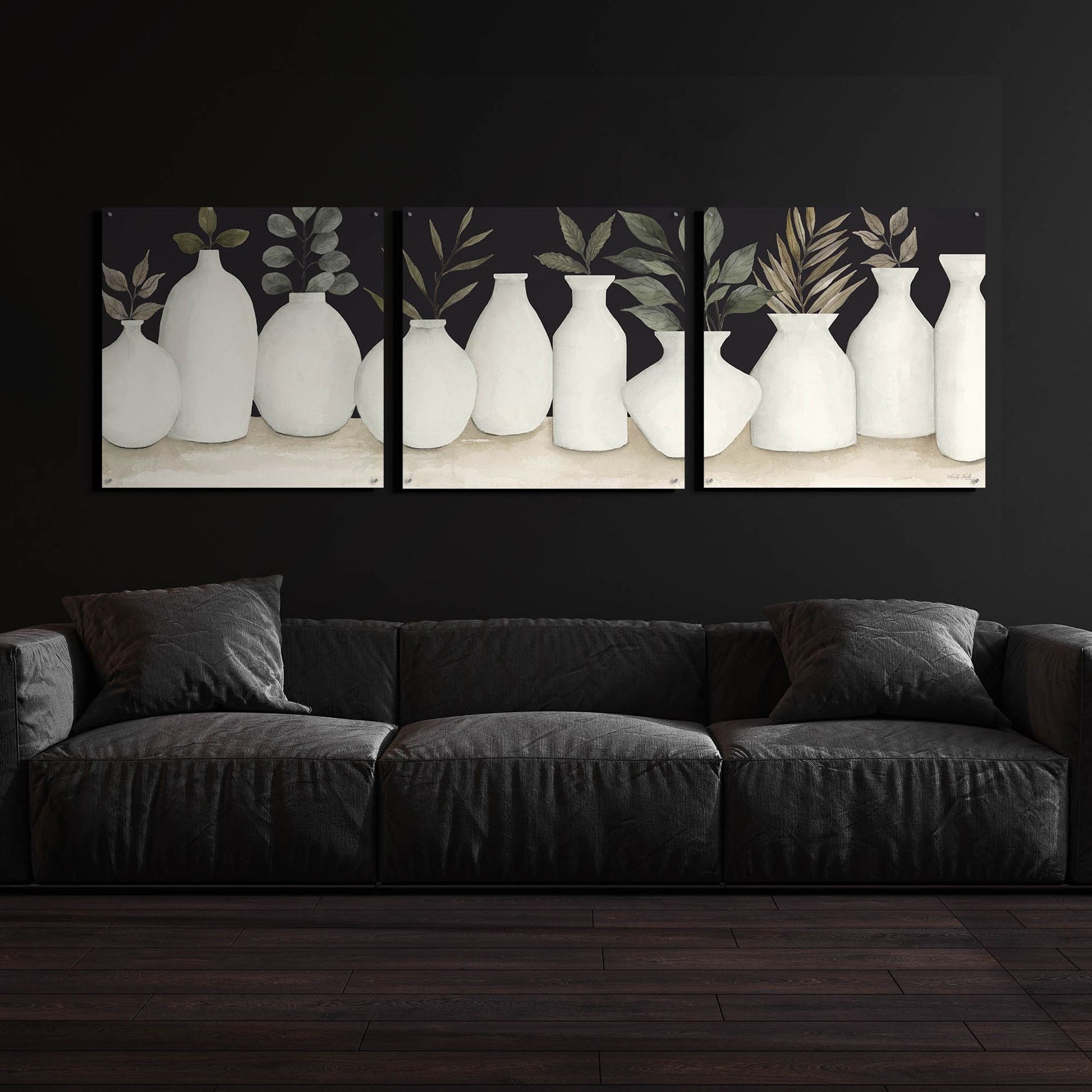 Epic Art 'Ebony And Ivory' by Cindy Jacobs, Acrylic Glass Wall Art, 3 Piece Set,108x36