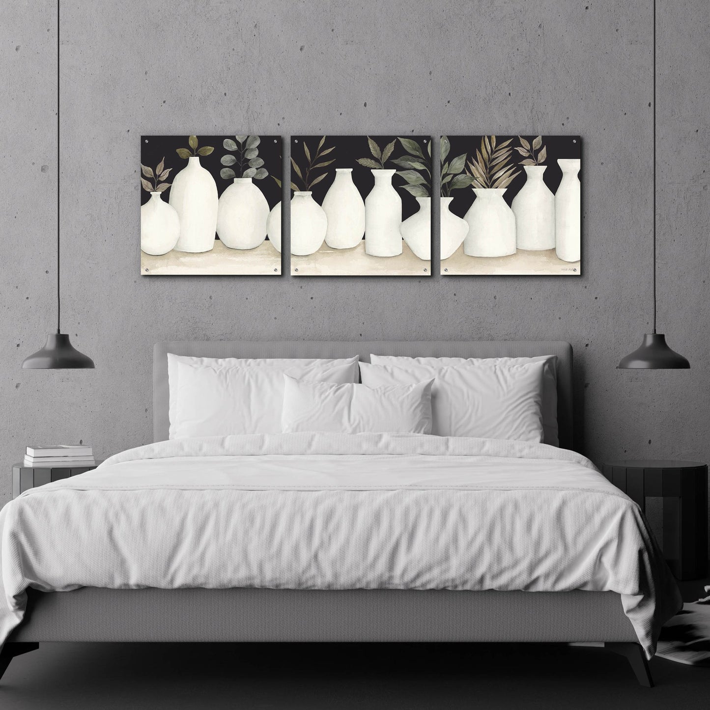 Epic Art 'Ebony And Ivory' by Cindy Jacobs, Acrylic Glass Wall Art, 3 Piece Set,72x24