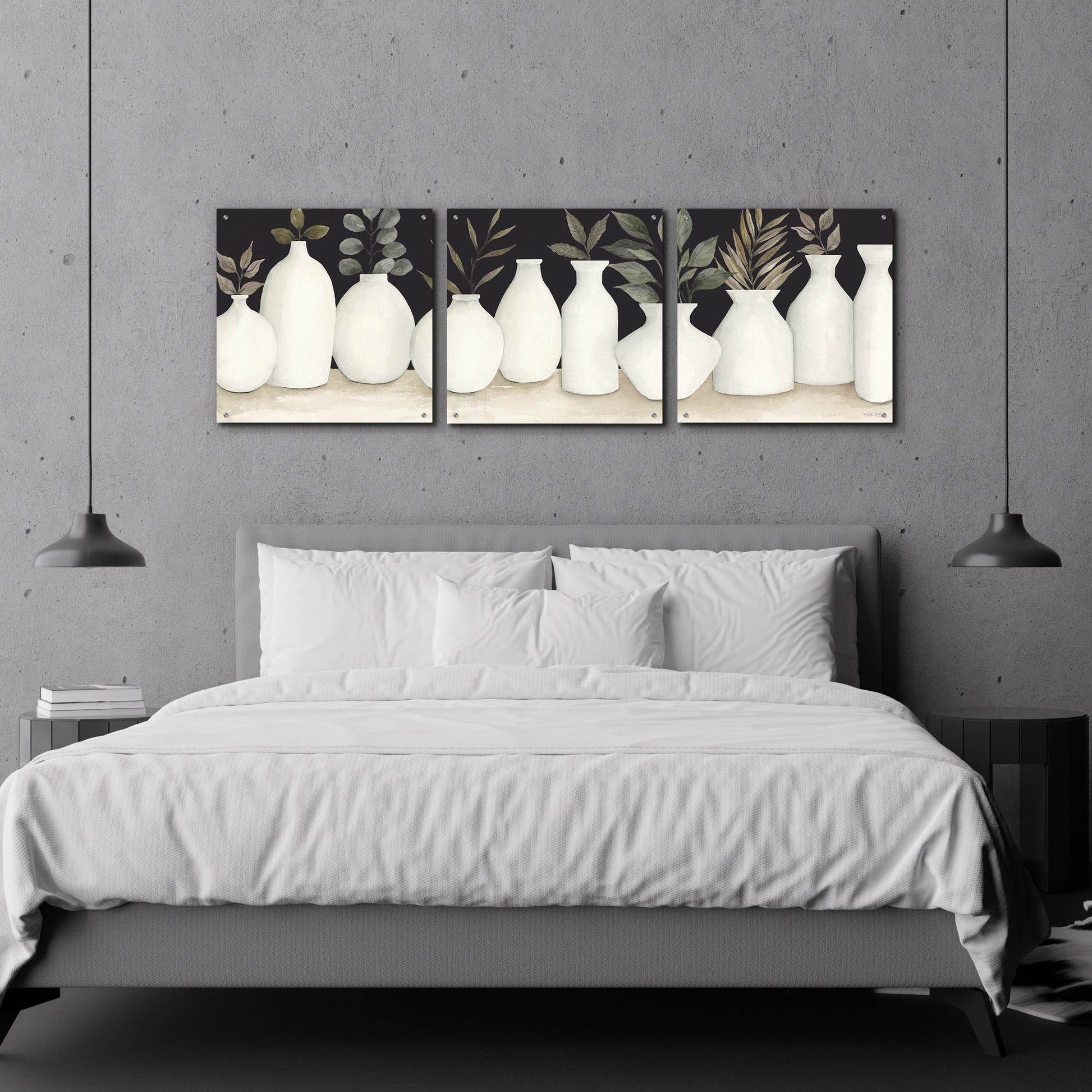 Epic Art 'Ebony And Ivory' by Cindy Jacobs, Acrylic Glass Wall Art, 3 Piece Set,72x24