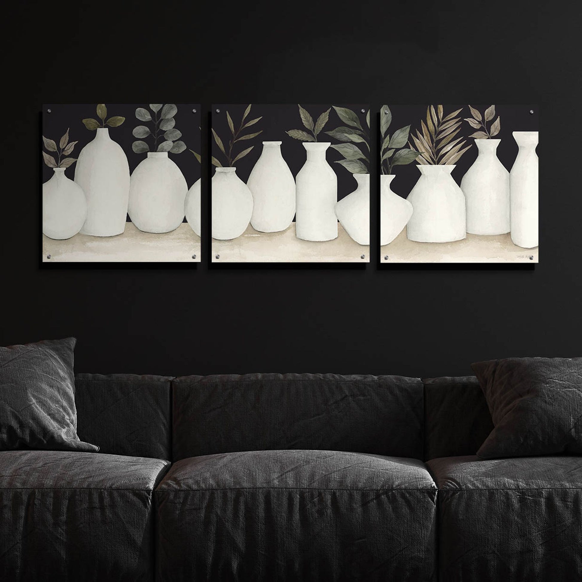 Epic Art 'Ebony And Ivory' by Cindy Jacobs, Acrylic Glass Wall Art, 3 Piece Set,72x24