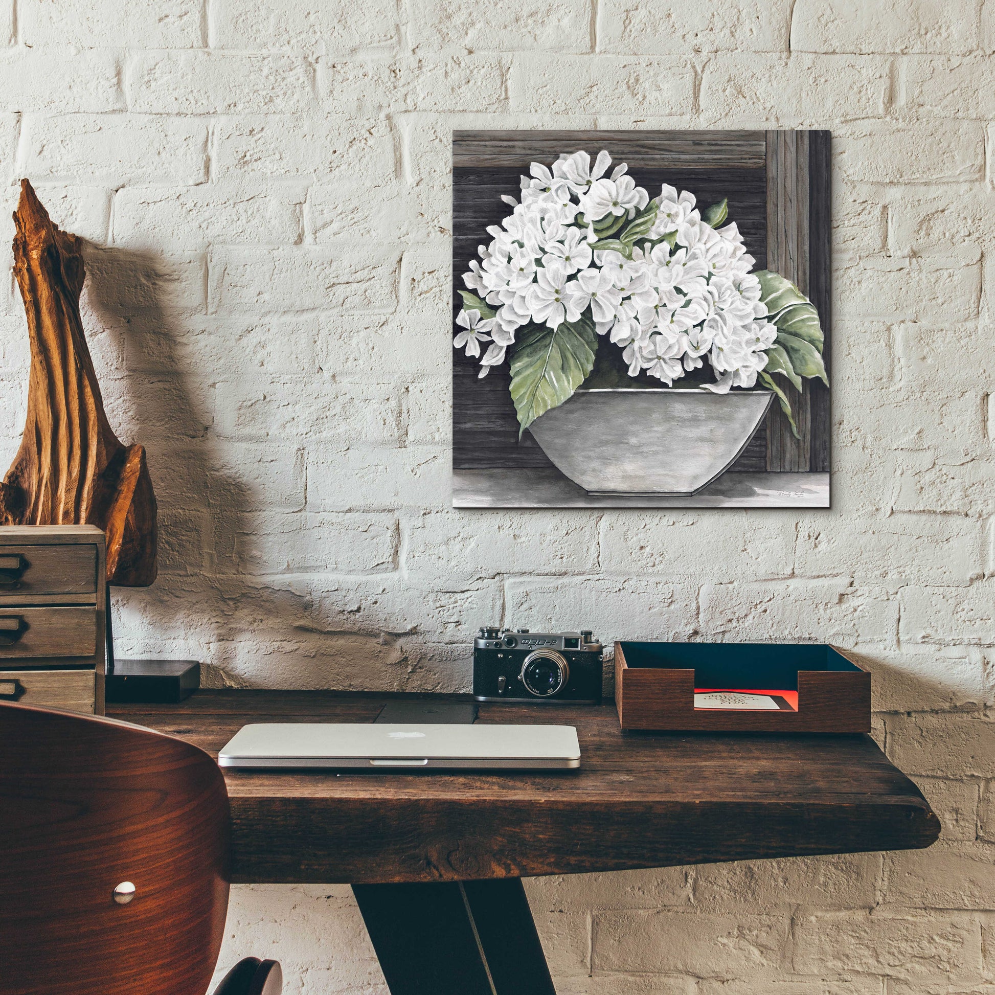 Epic Art 'Hydrangea Pot' by Cindy Jacobs, Acrylic Glass Wall Art,12x12