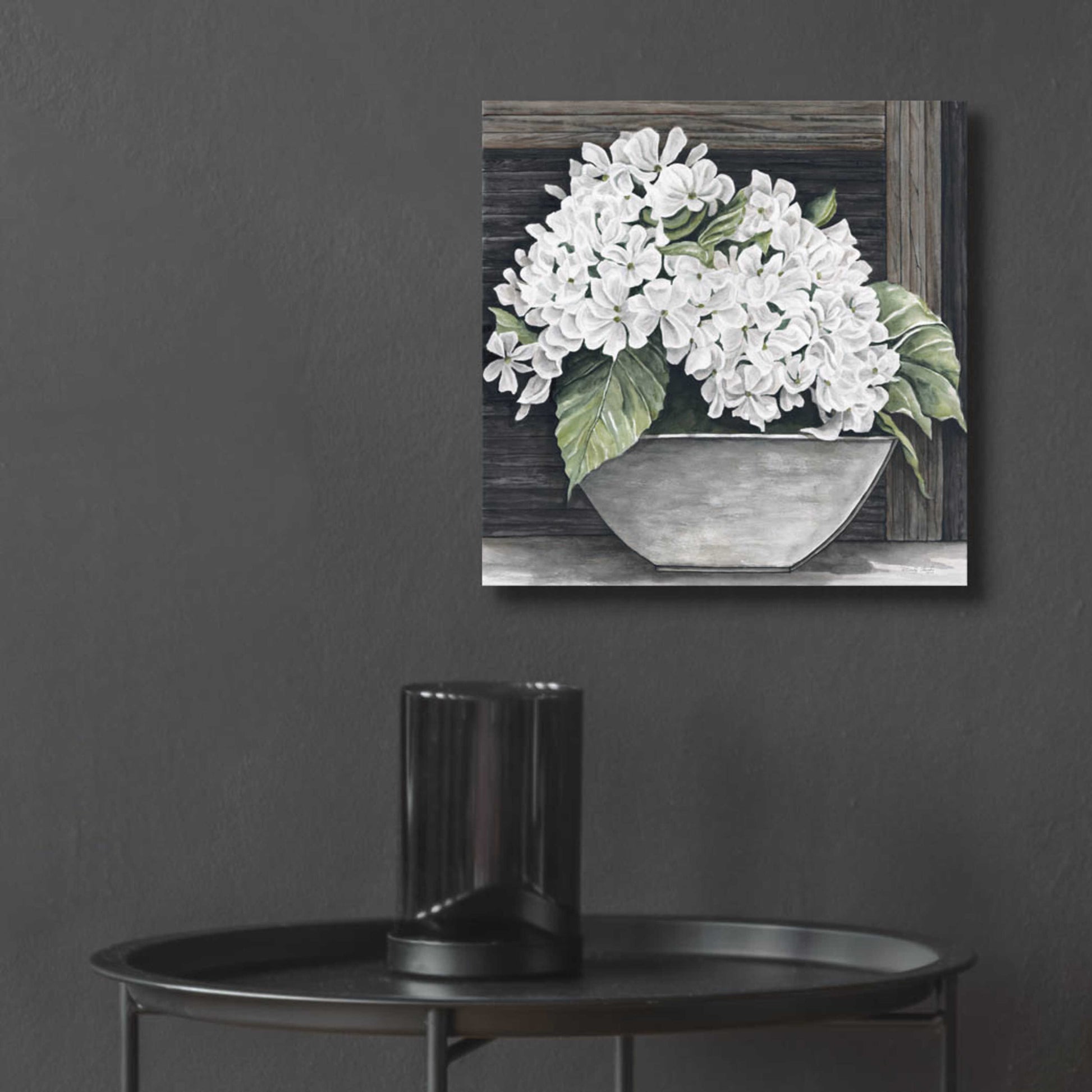 Epic Art 'Hydrangea Pot' by Cindy Jacobs, Acrylic Glass Wall Art,12x12