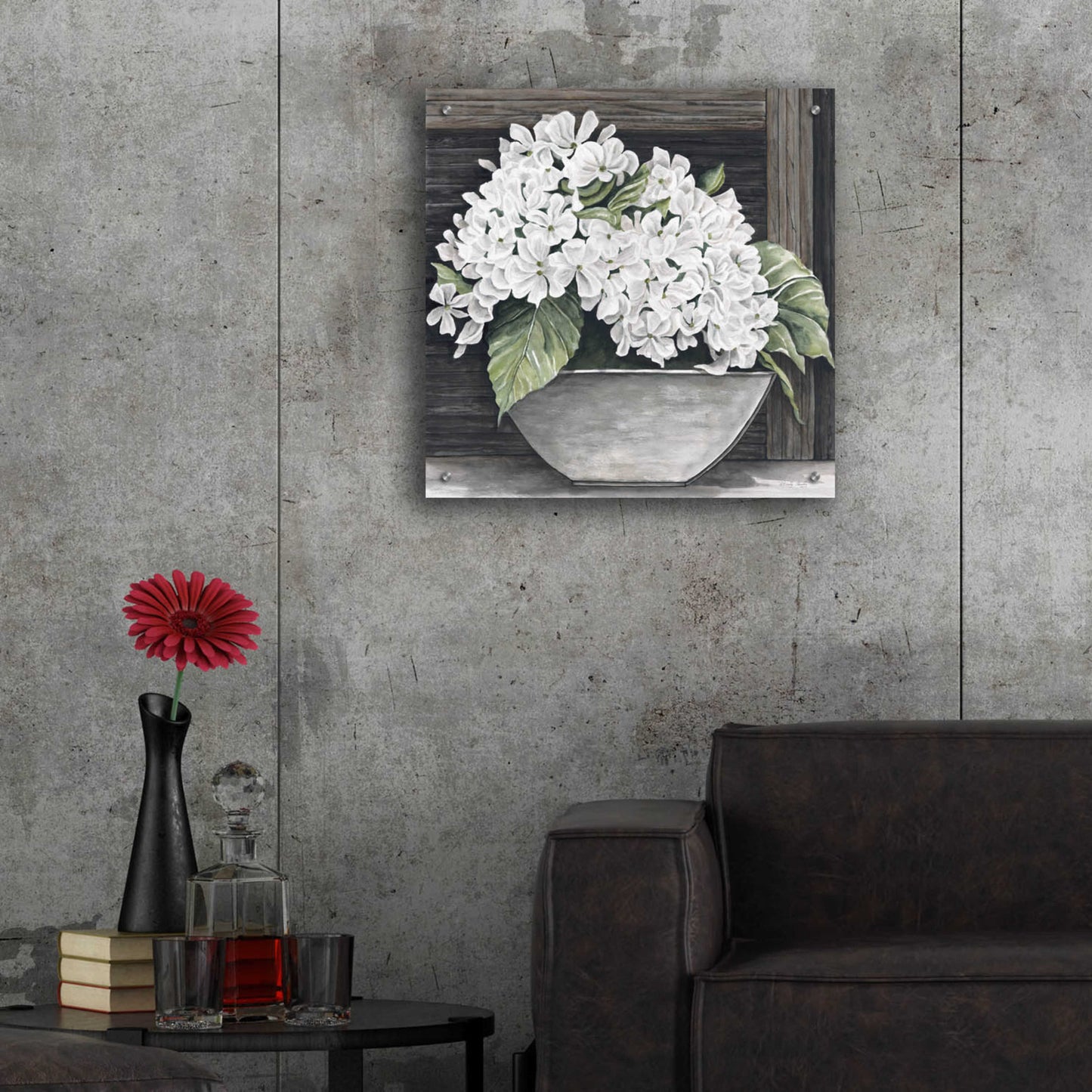 Epic Art 'Hydrangea Pot' by Cindy Jacobs, Acrylic Glass Wall Art,24x24