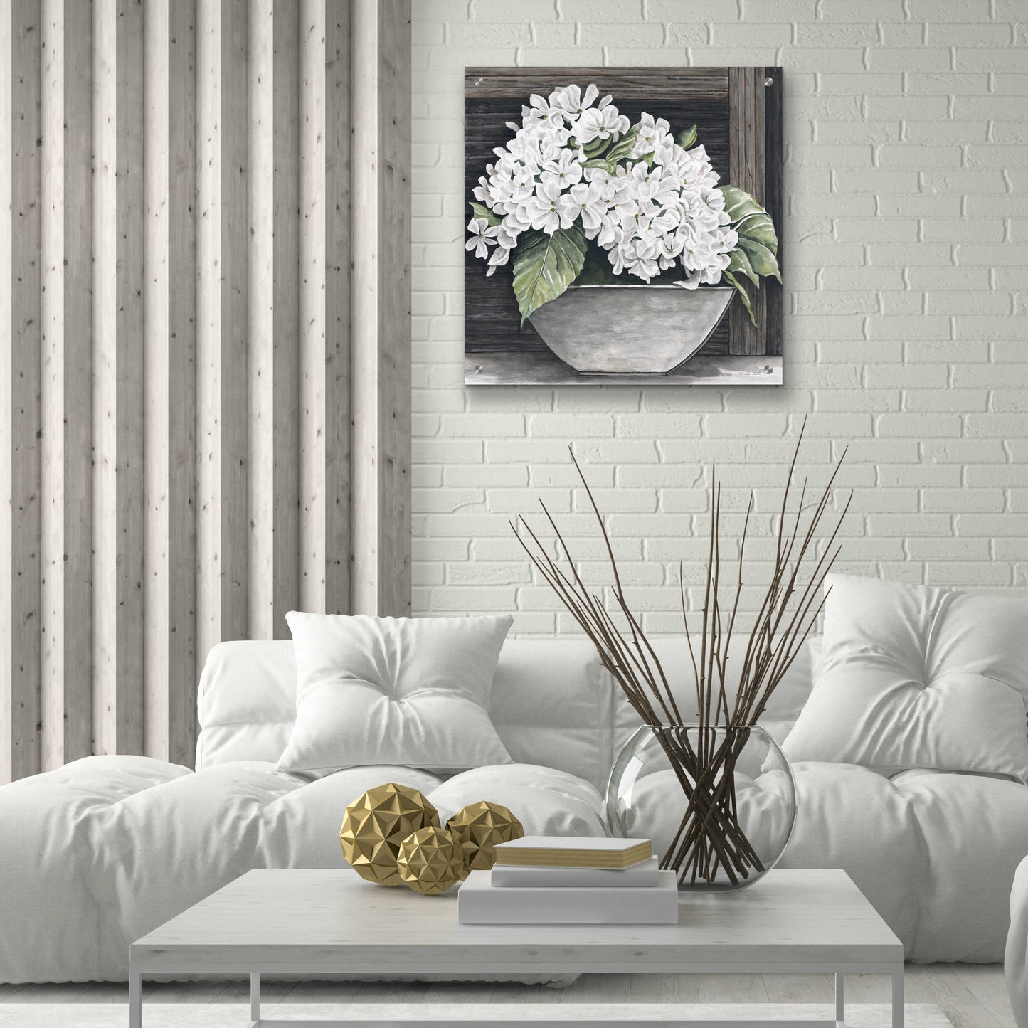 Epic Art 'Hydrangea Pot' by Cindy Jacobs, Acrylic Glass Wall Art,24x24