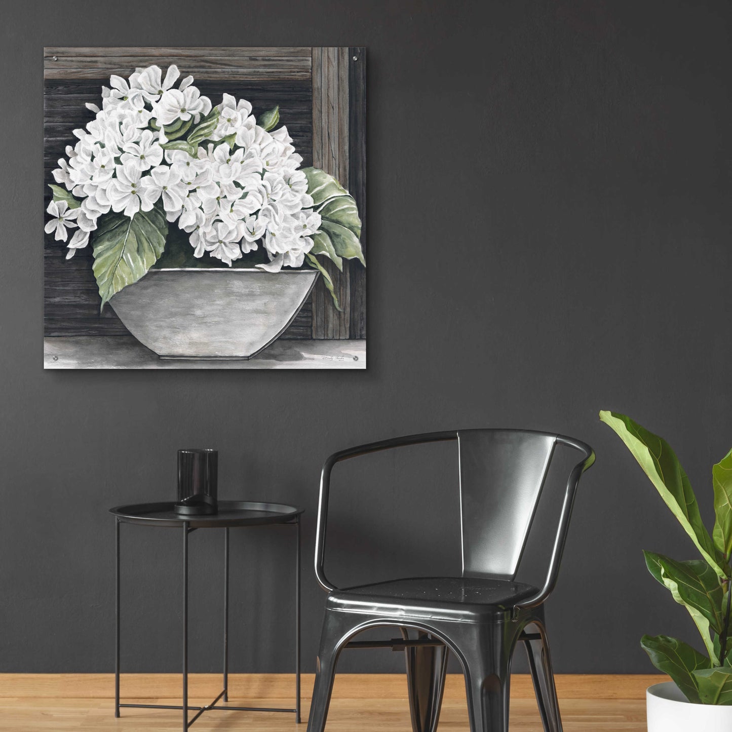 Epic Art 'Hydrangea Pot' by Cindy Jacobs, Acrylic Glass Wall Art,36x36