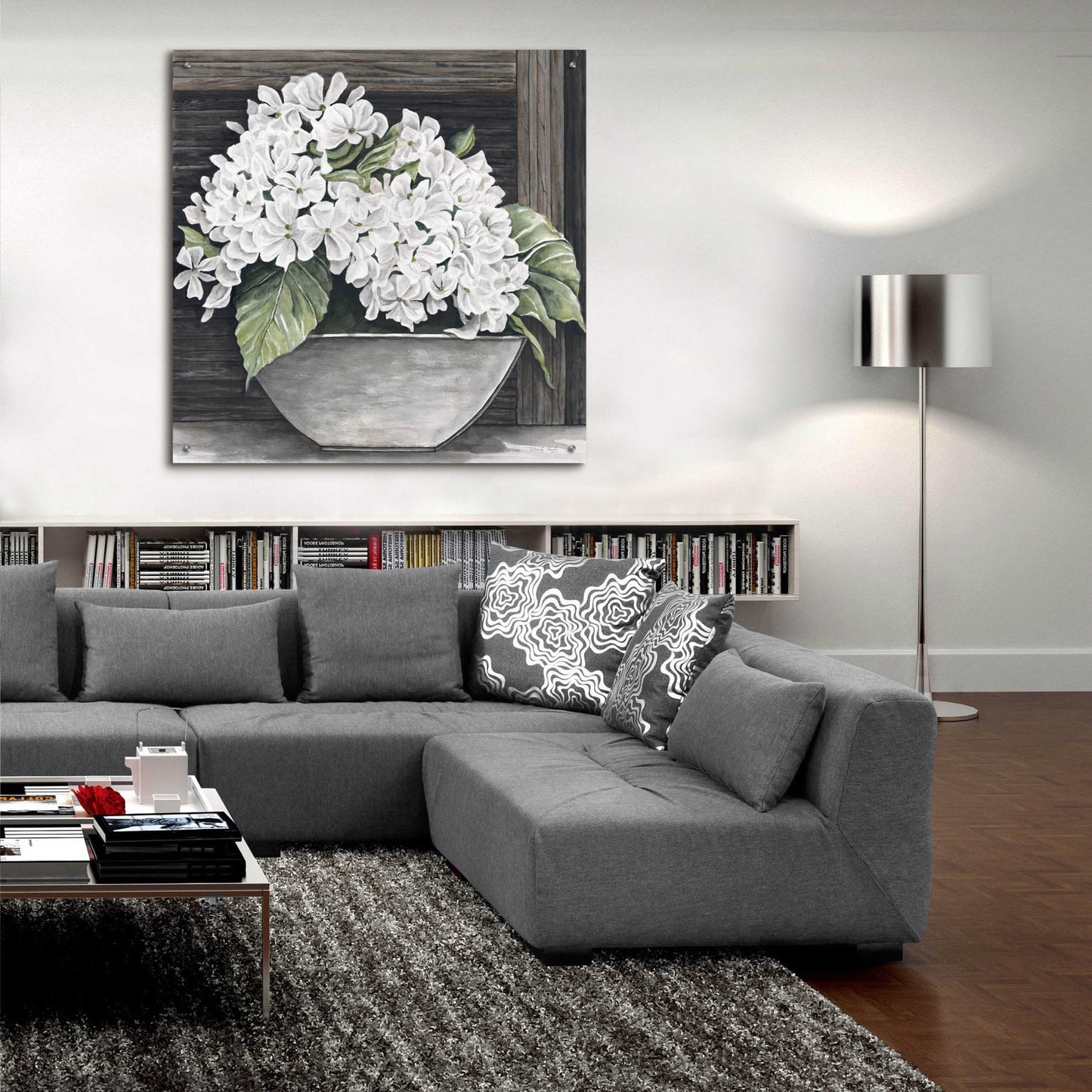 Epic Art 'Hydrangea Pot' by Cindy Jacobs, Acrylic Glass Wall Art,36x36