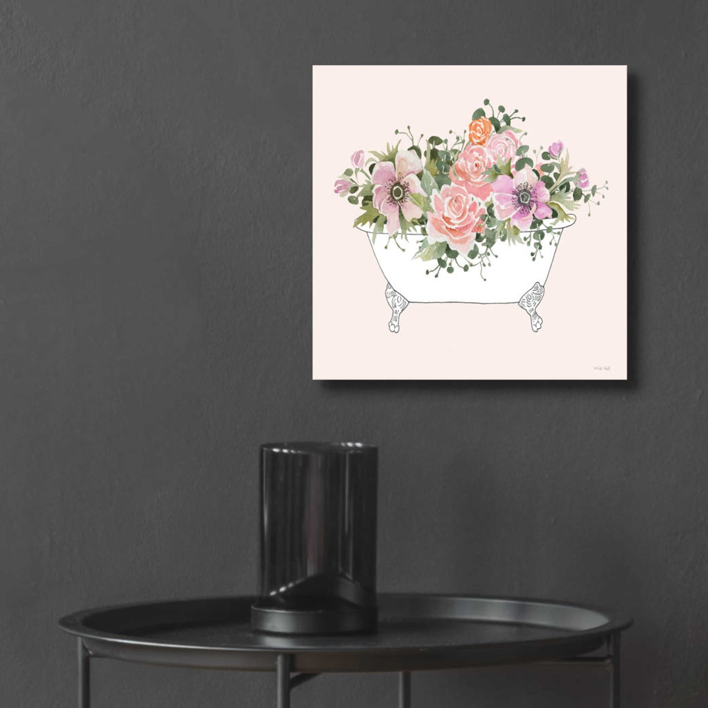 Epic Art 'Pink Floral Bath Tub I' by Cindy Jacobs, Acrylic Glass Wall Art,12x12