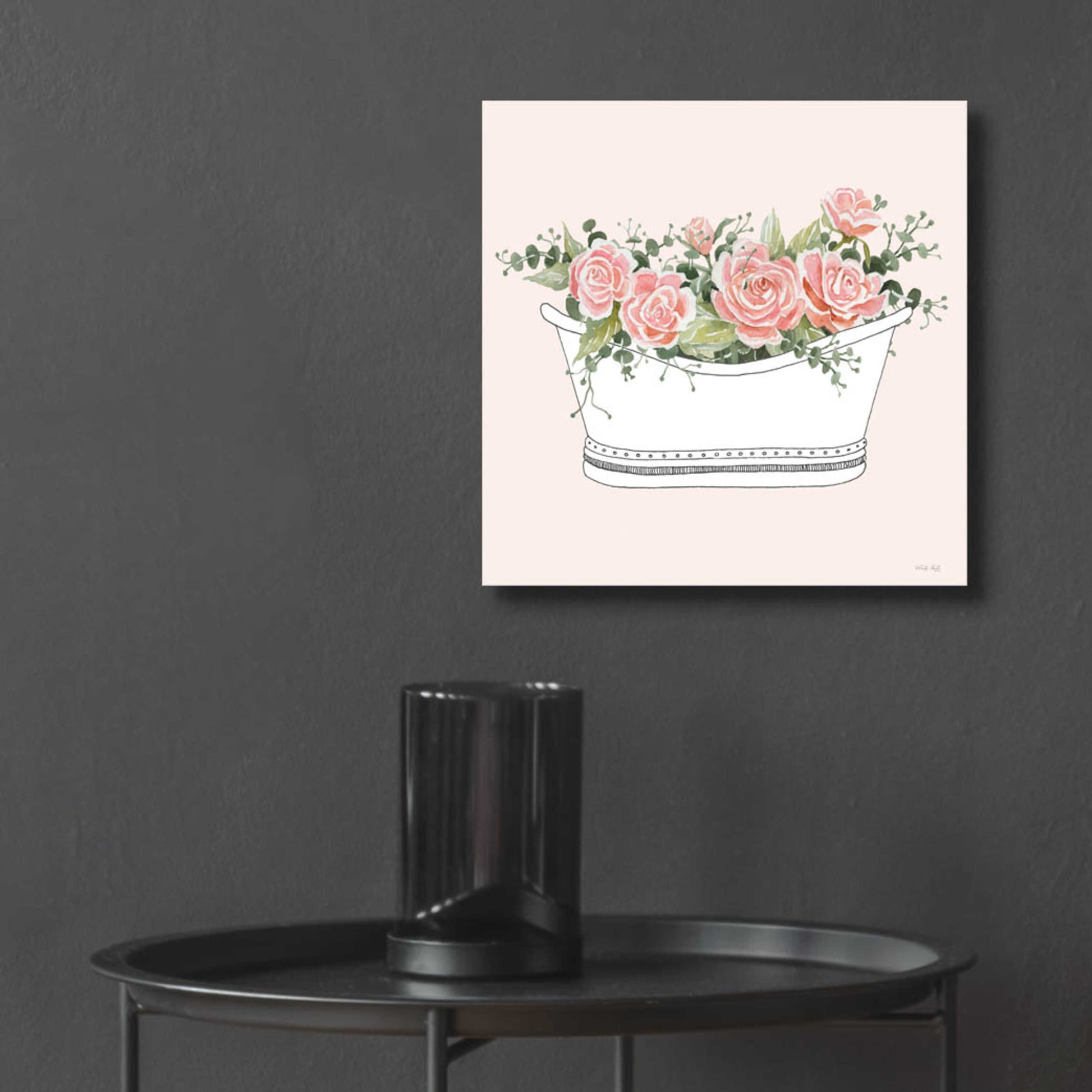 Epic Art 'Pink Floral Bath Tub II' by Cindy Jacobs, Acrylic Glass Wall Art,12x12