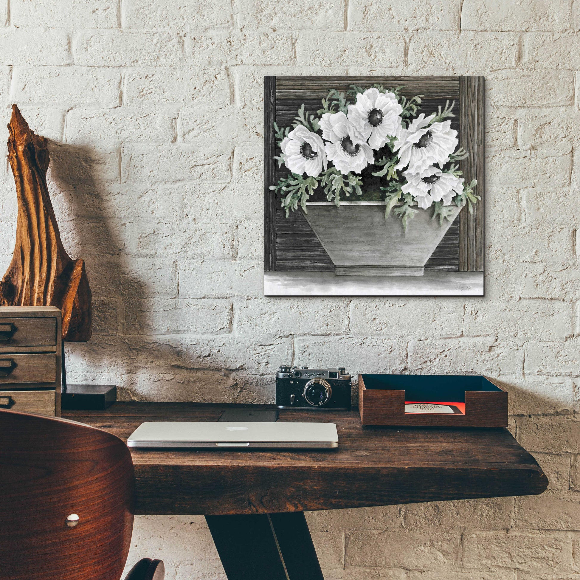 Epic Art 'Poppies Planter' by Cindy Jacobs, Acrylic Glass Wall Art,12x12