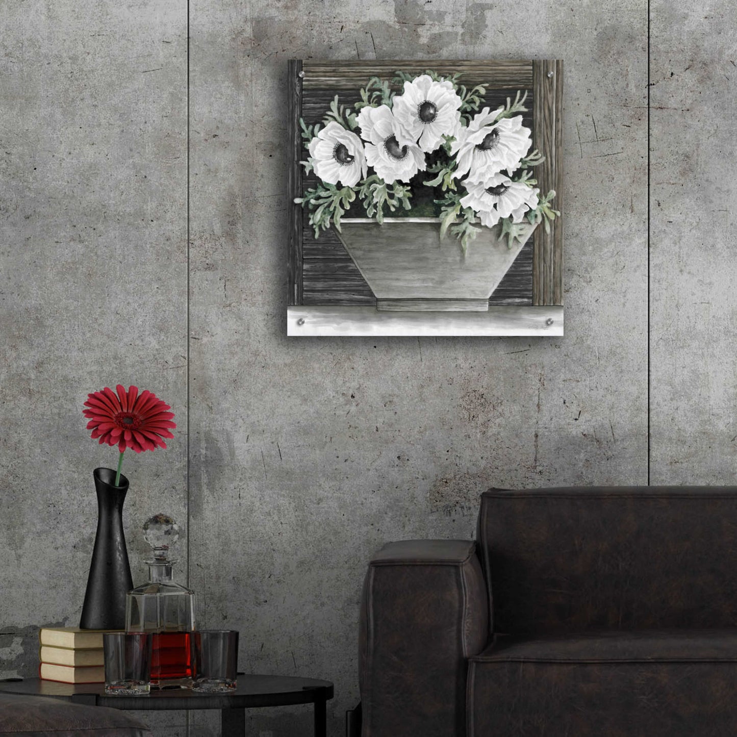 Epic Art 'Poppies Planter' by Cindy Jacobs, Acrylic Glass Wall Art,24x24