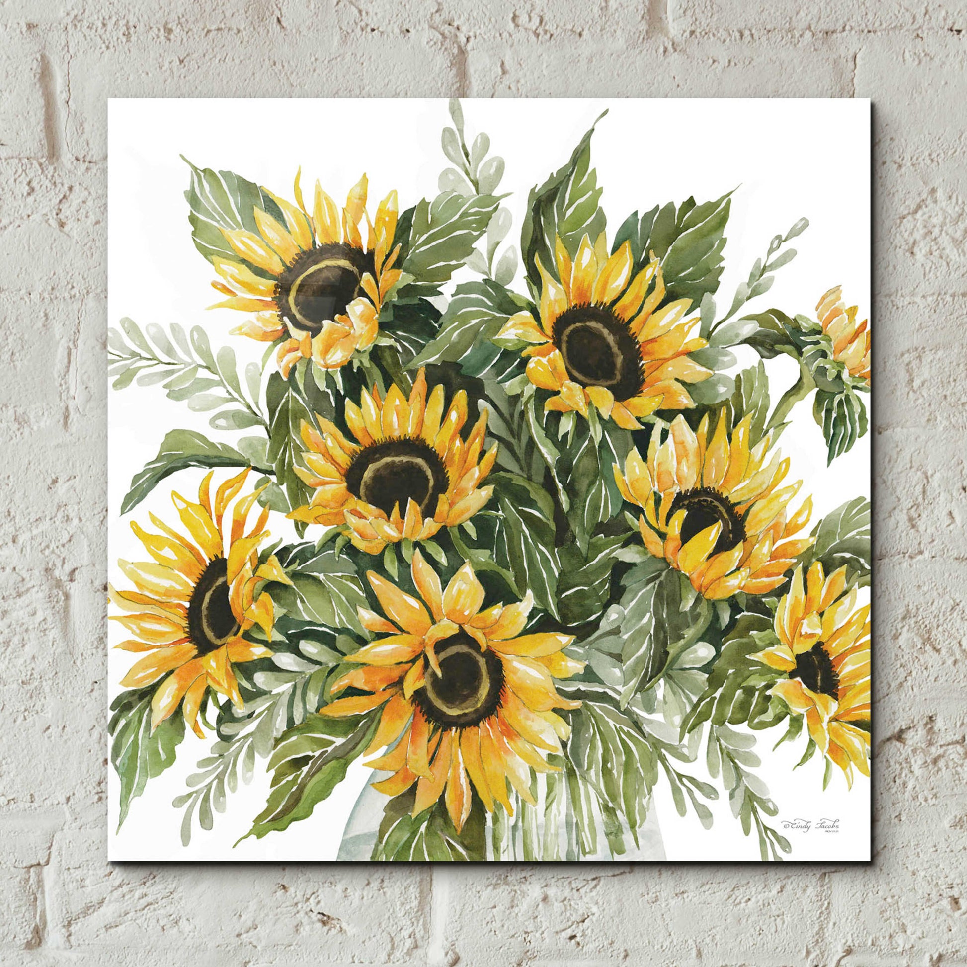 Epic Art 'Sunshine Bouquet' by Cindy Jacobs, Acrylic Glass Wall Art,12x12