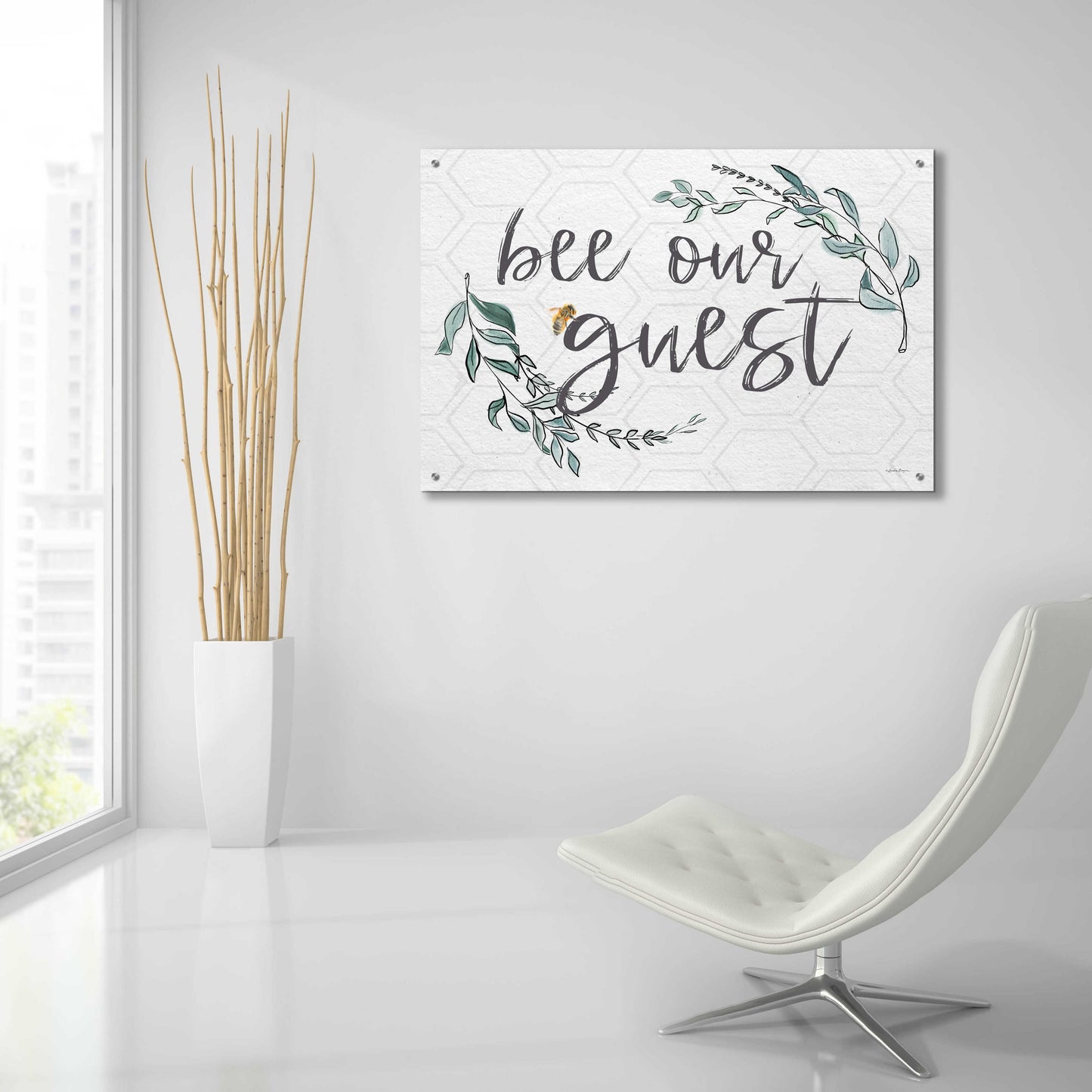 Epic Art 'Bee Our Guest' by Susie Boyer, Acrylic Glass Wall Art,36x24