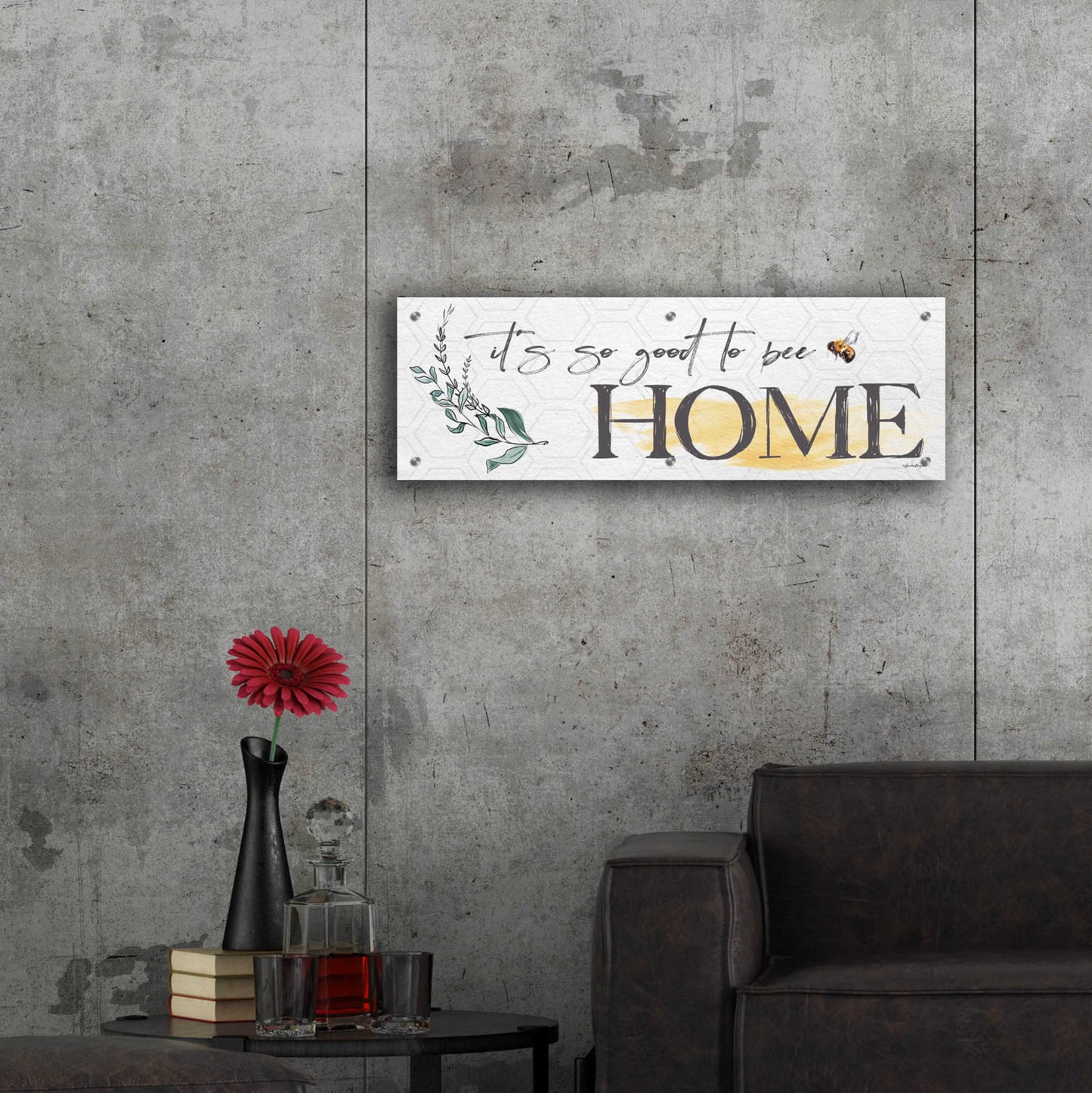 Epic Art 'Its So Good To Bee Home' by Susie Boyer, Acrylic Glass Wall Art,36x12