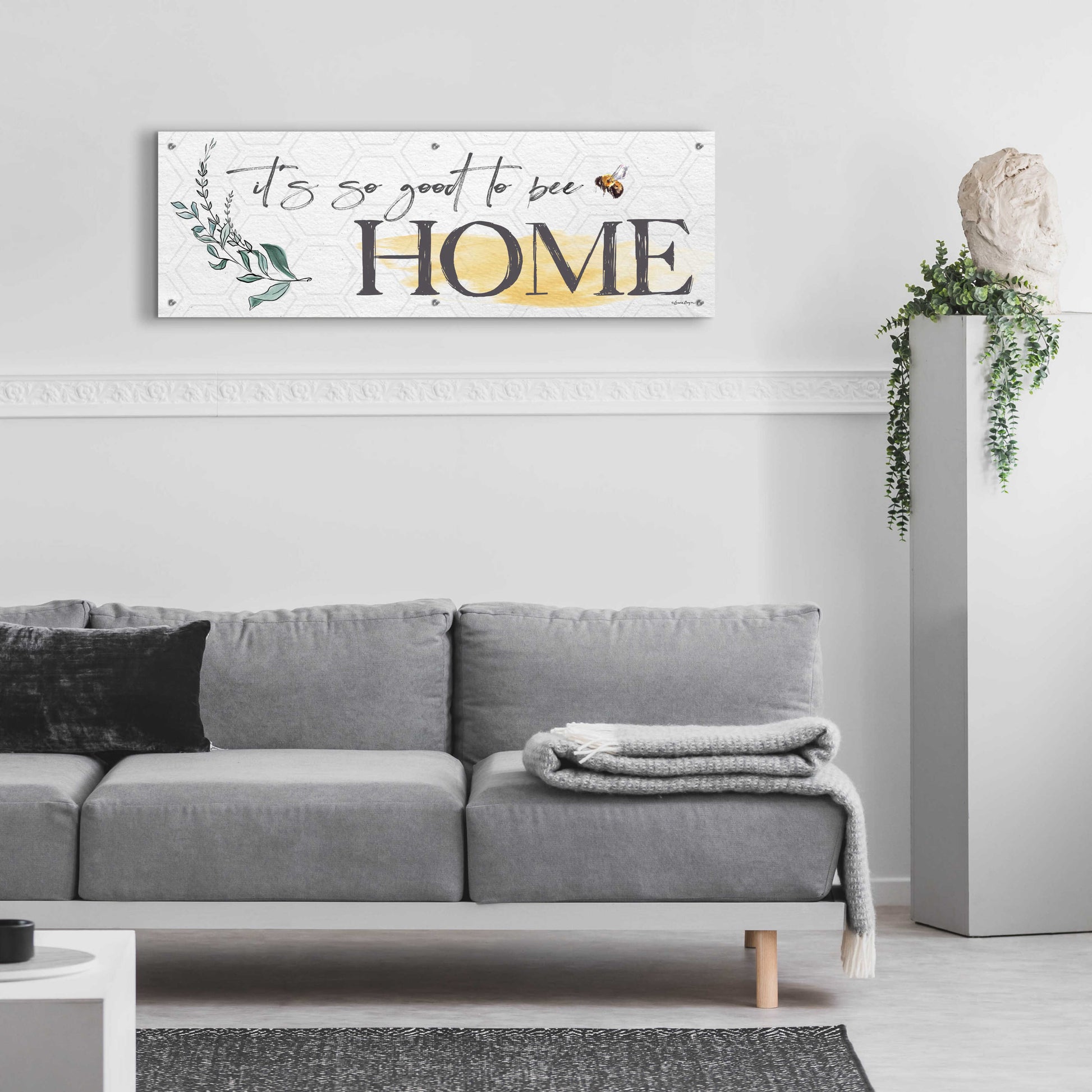 Epic Art 'Its So Good To Bee Home' by Susie Boyer, Acrylic Glass Wall Art,48x16