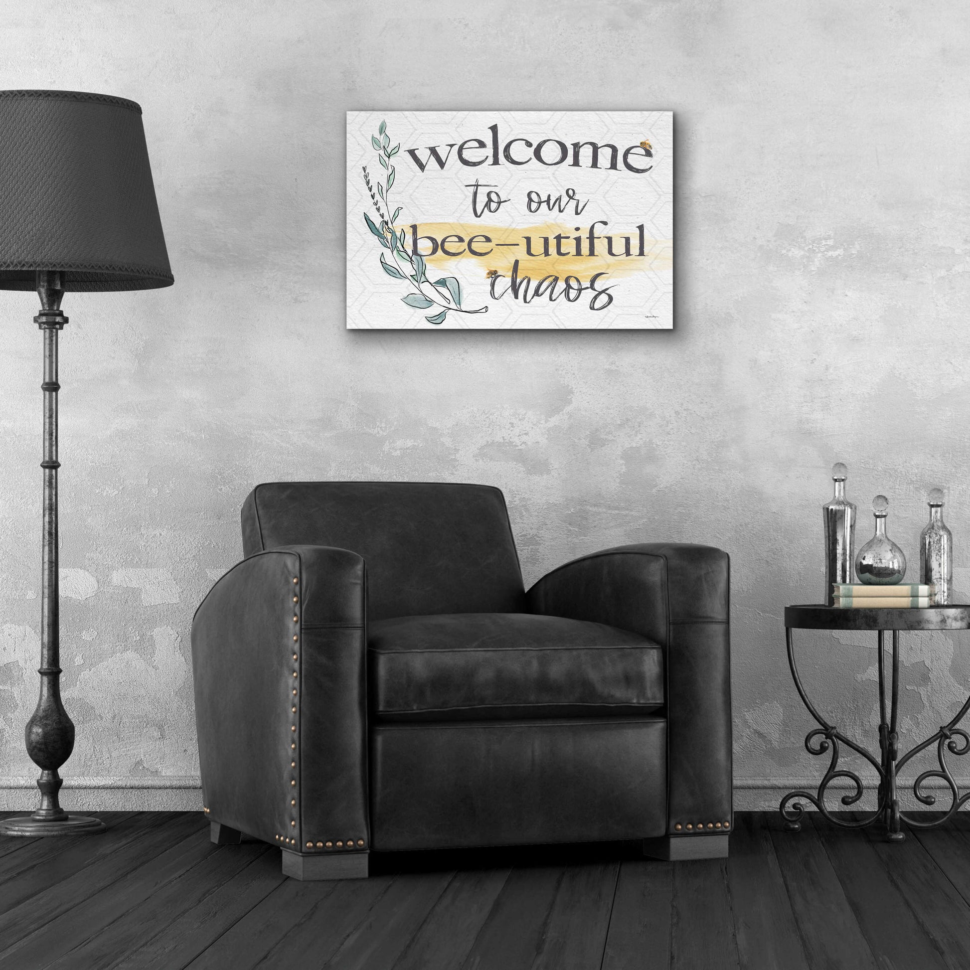 Epic Art 'Welcome To Our Bee-utiful Chaos' by Susie Boyer, Acrylic Glass Wall Art,24x16