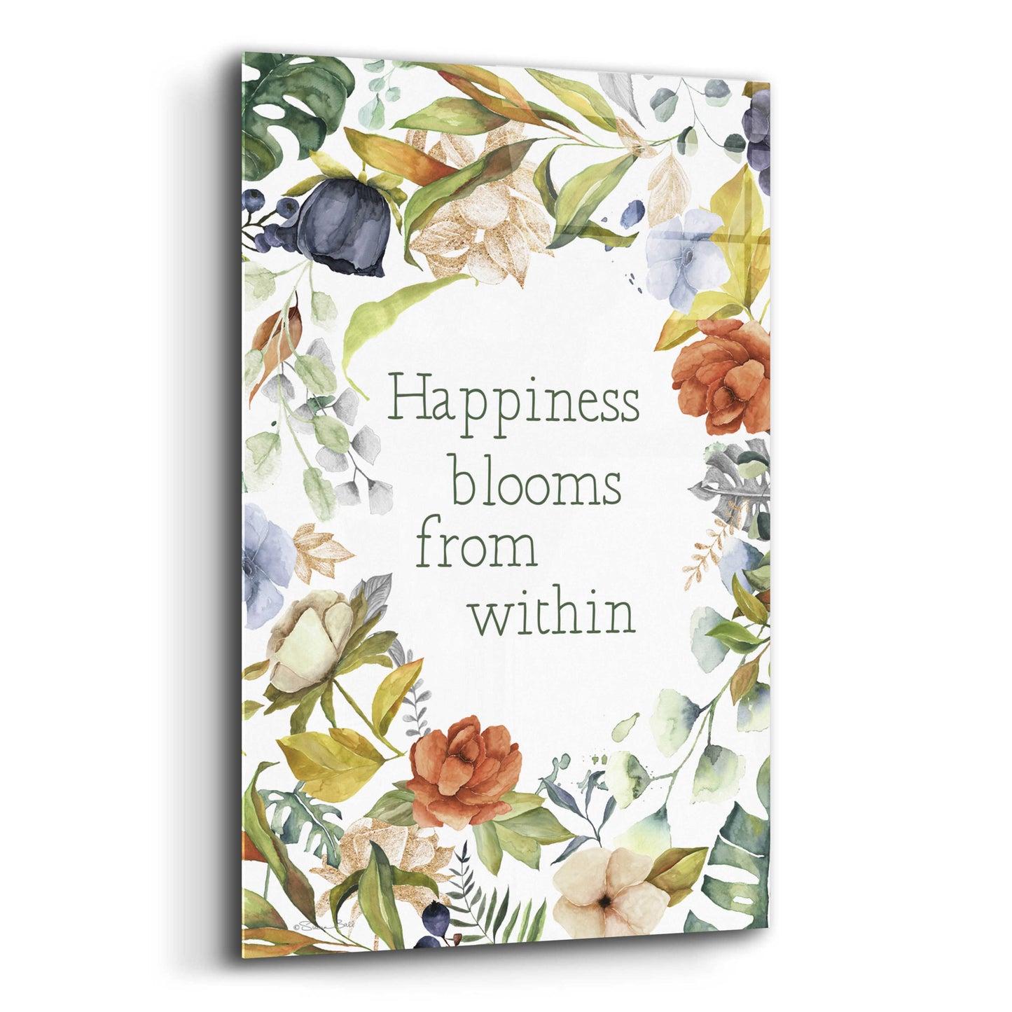 Epic Art 'Happiness Blooms From Within' by Susan Ball, Acrylic Glass Wall Art,12x16