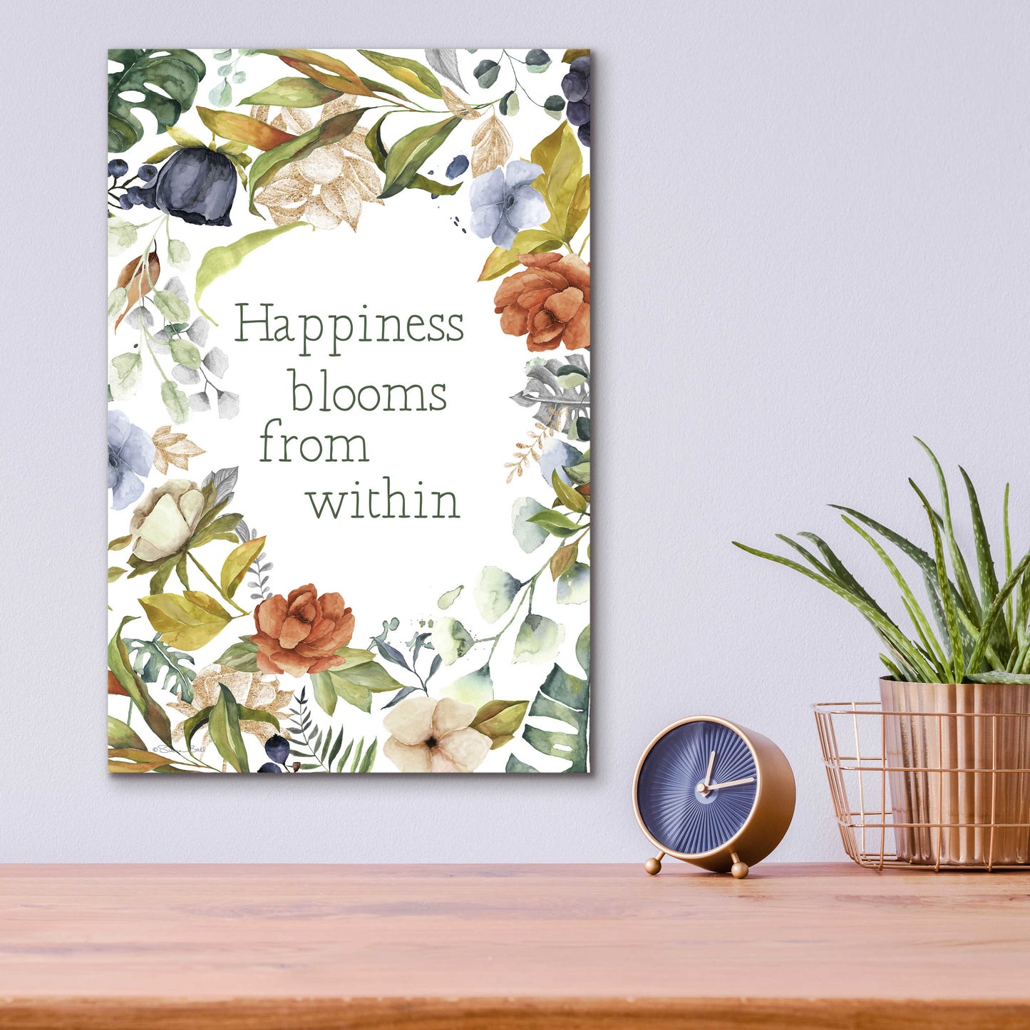 Epic Art 'Happiness Blooms From Within' by Susan Ball, Acrylic Glass Wall Art,12x16