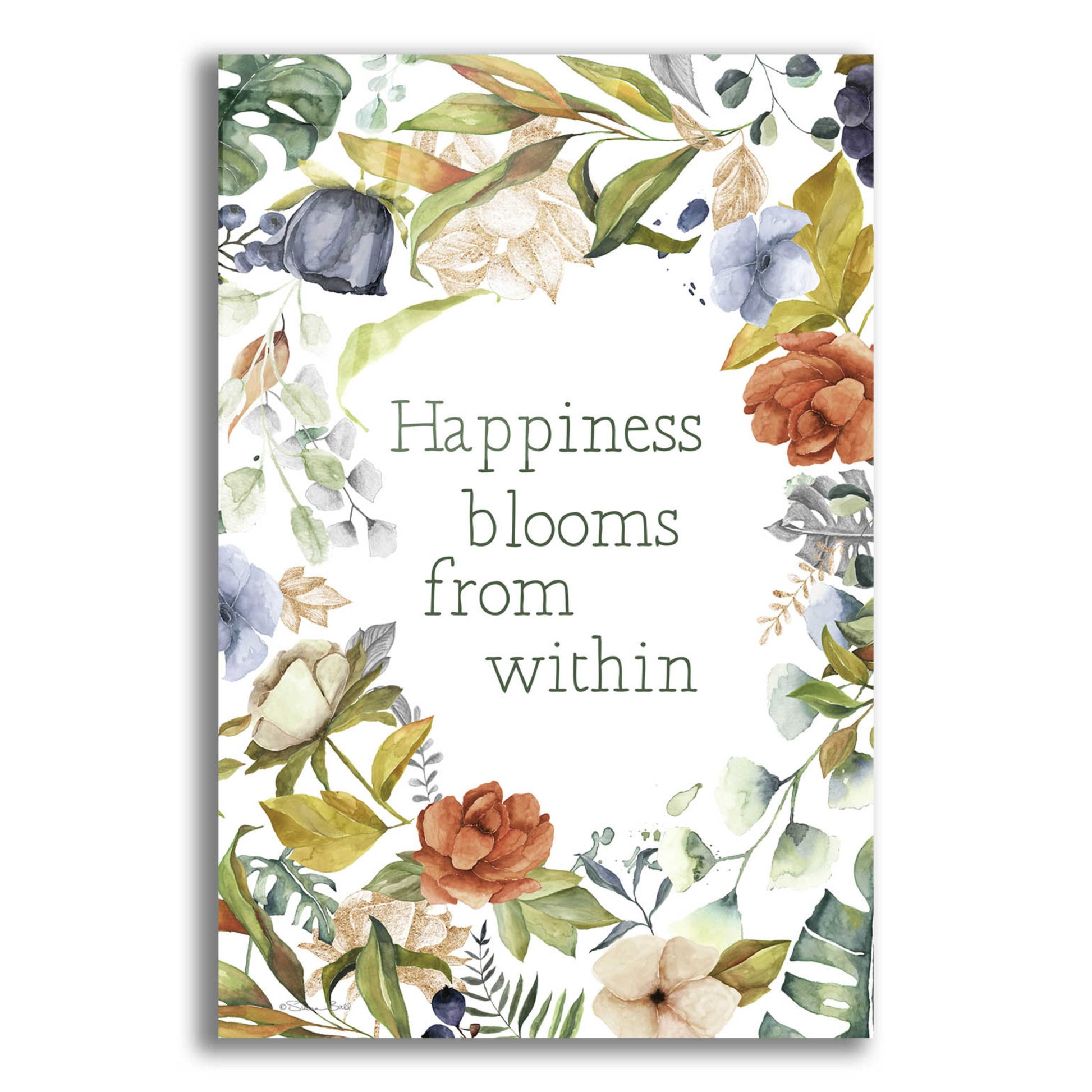 Epic Art 'Happiness Blooms From Within' by Susan Ball, Acrylic Glass Wall Art,12x16