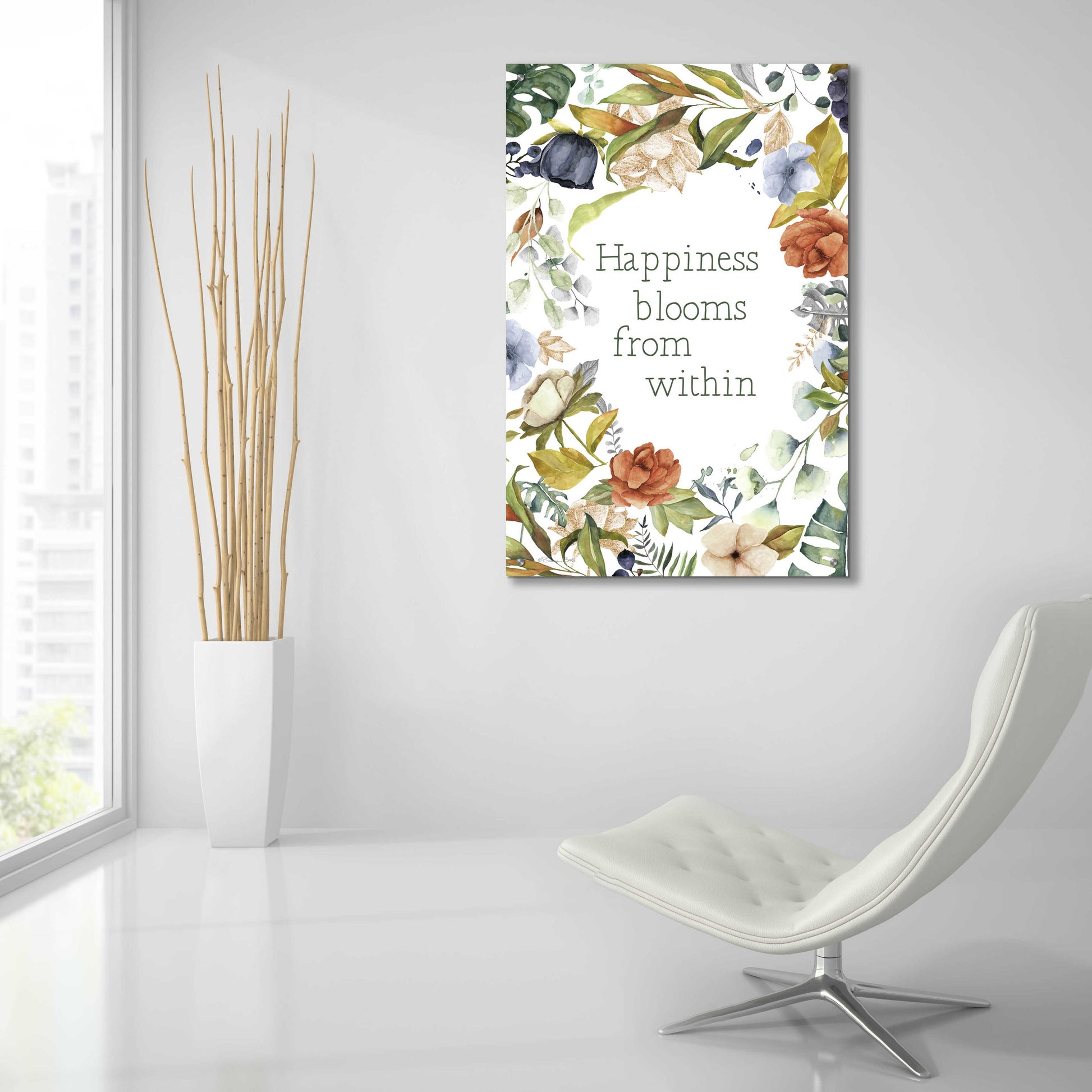 Epic Art 'Happiness Blooms From Within' by Susan Ball, Acrylic Glass Wall Art,24x36