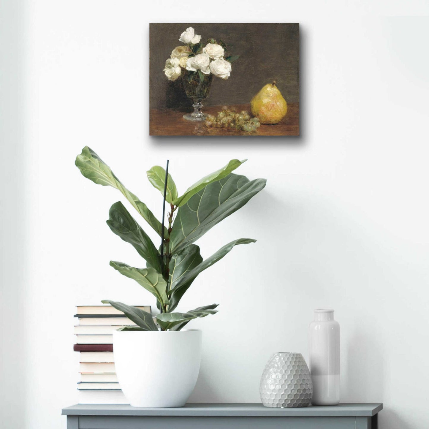 Epic Art 'White Roses And Fruit' by Stellar Design Studio, Acrylic Glass Wall Art,16x12