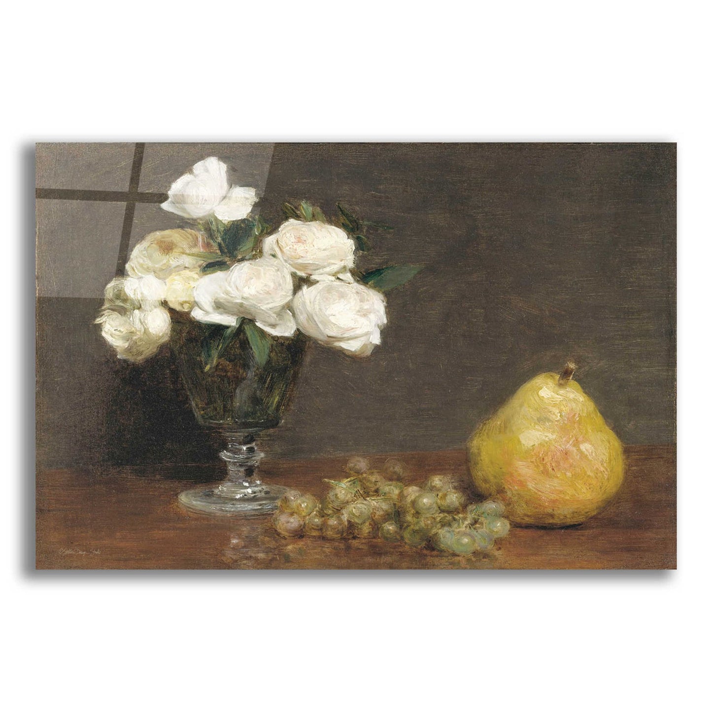 Epic Art 'White Roses And Fruit' by Stellar Design Studio, Acrylic Glass Wall Art,16x12