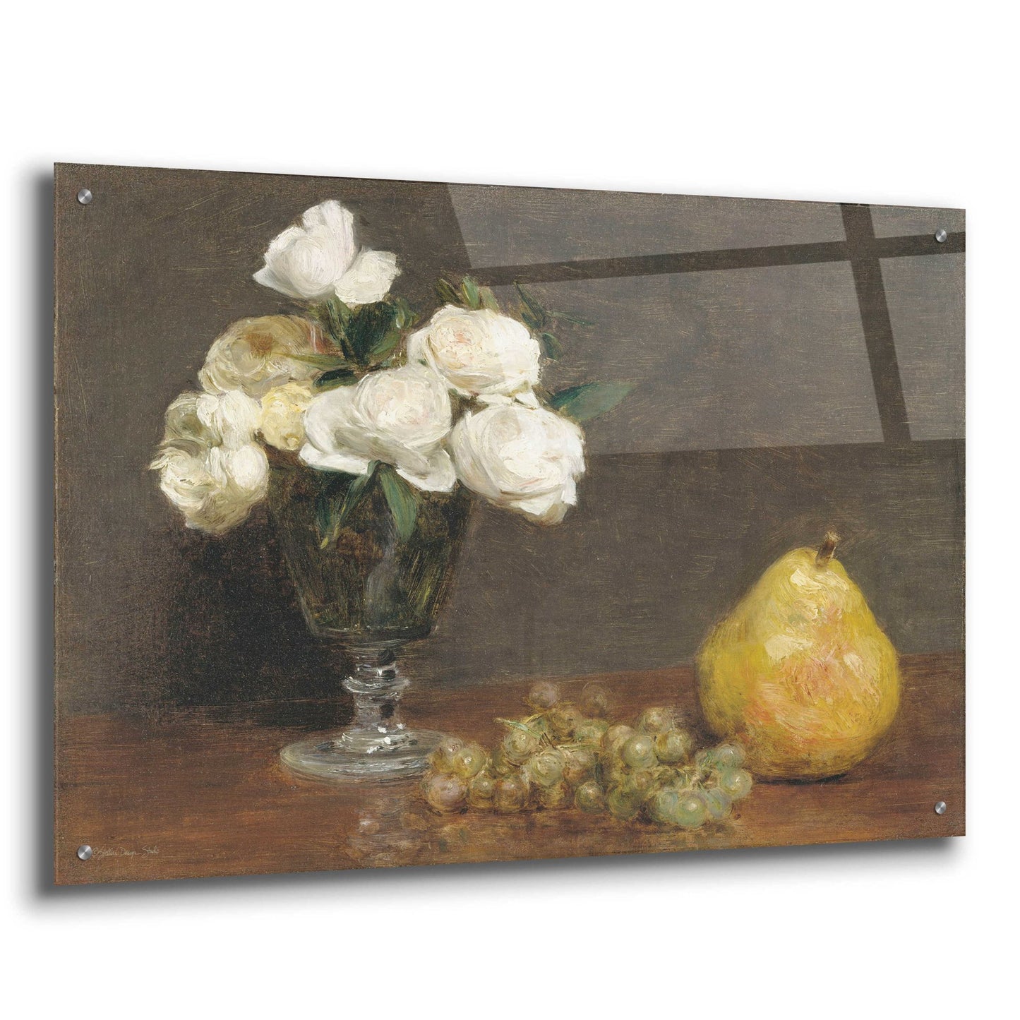 Epic Art 'White Roses And Fruit' by Stellar Design Studio, Acrylic Glass Wall Art,36x24