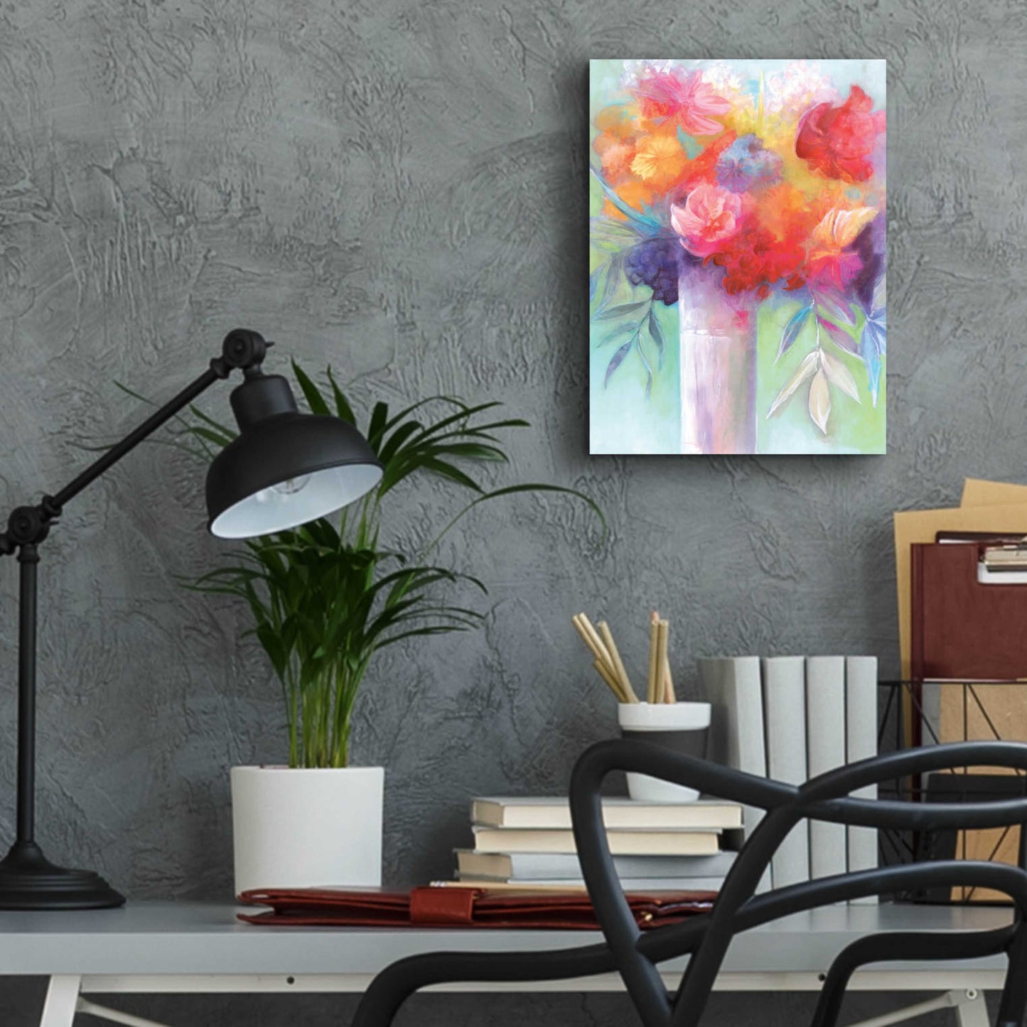 Epic Art 'Bright And Cheery Flowers' by Dogwood Portfolio, Acrylic Glass Wall Art,12x16