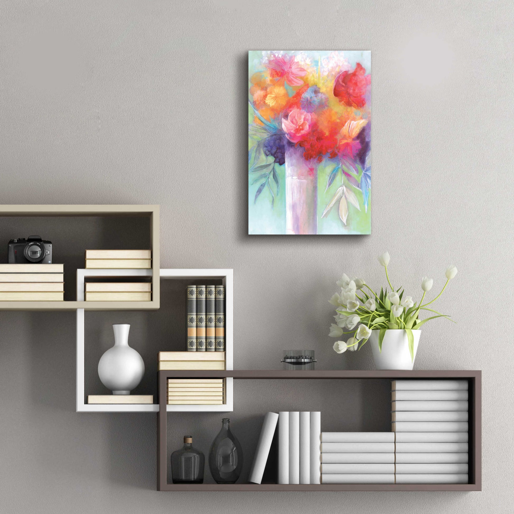 Epic Art 'Bright And Cheery Flowers' by Dogwood Portfolio, Acrylic Glass Wall Art,16x24