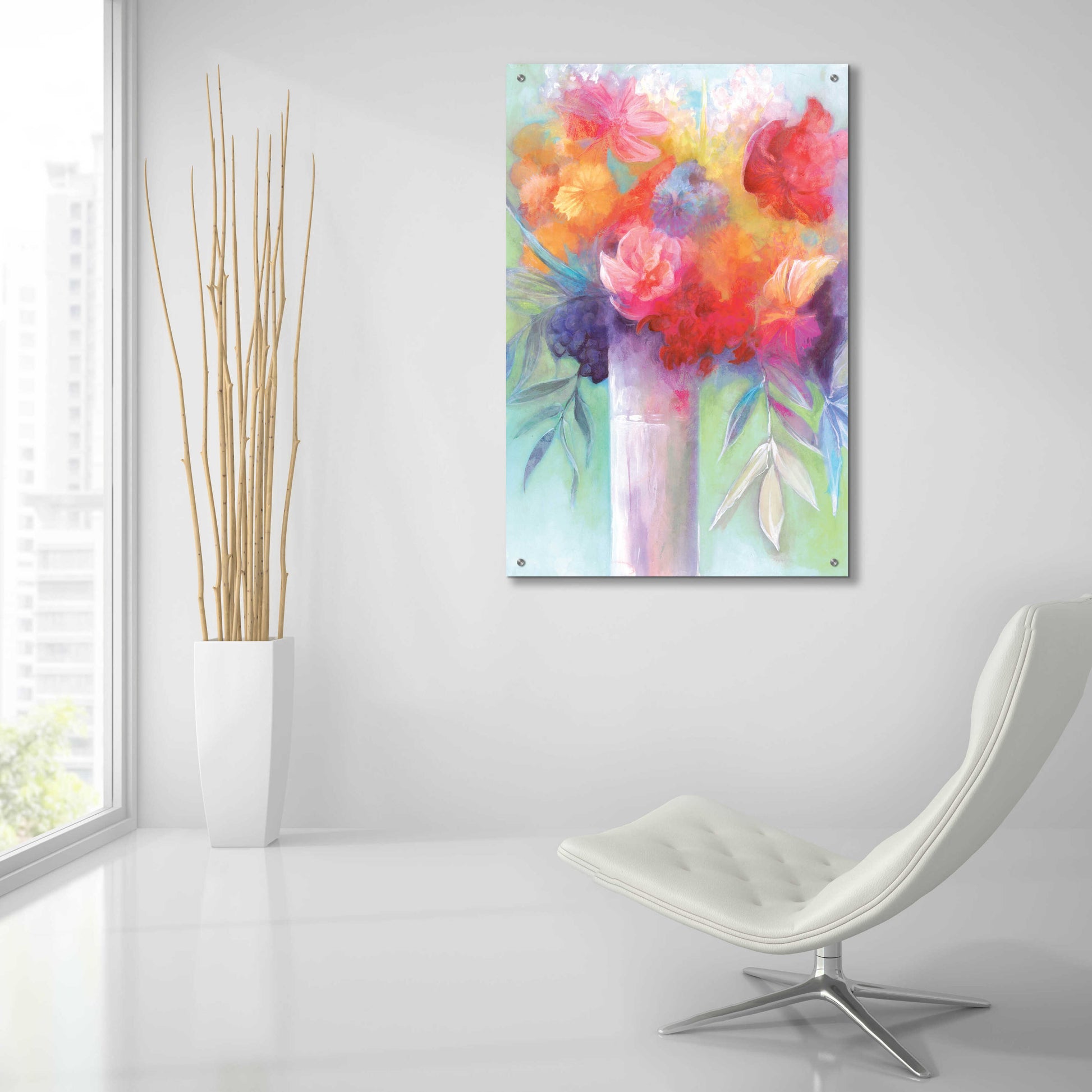 Epic Art 'Bright And Cheery Flowers' by Dogwood Portfolio, Acrylic Glass Wall Art,24x36