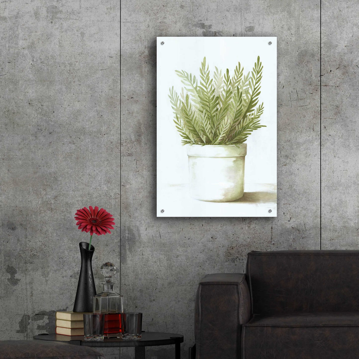 Epic Art 'Potted Fern' by Dogwood Portfolio, Acrylic Glass Wall Art,24x36