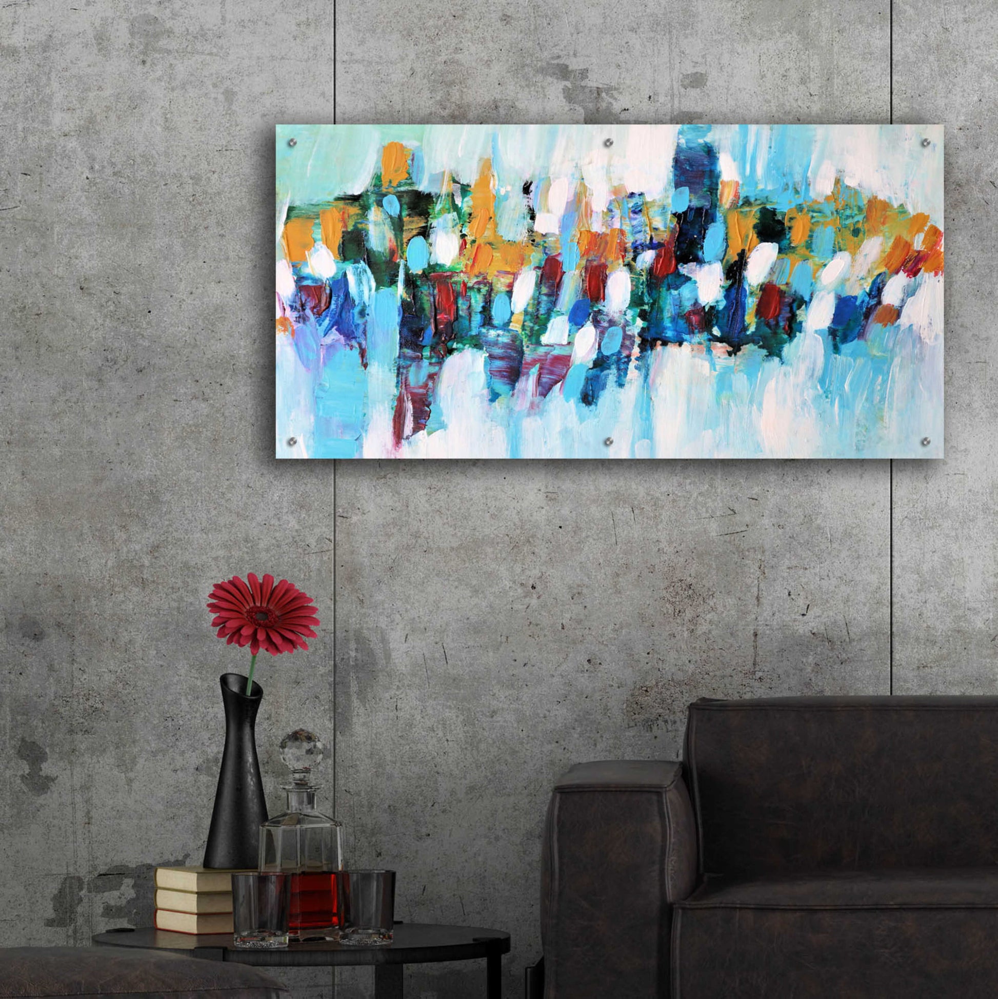 Epic Art 'Abstract Garden 5' by Christov Art, Acrylic Glass Wall Art,48x24