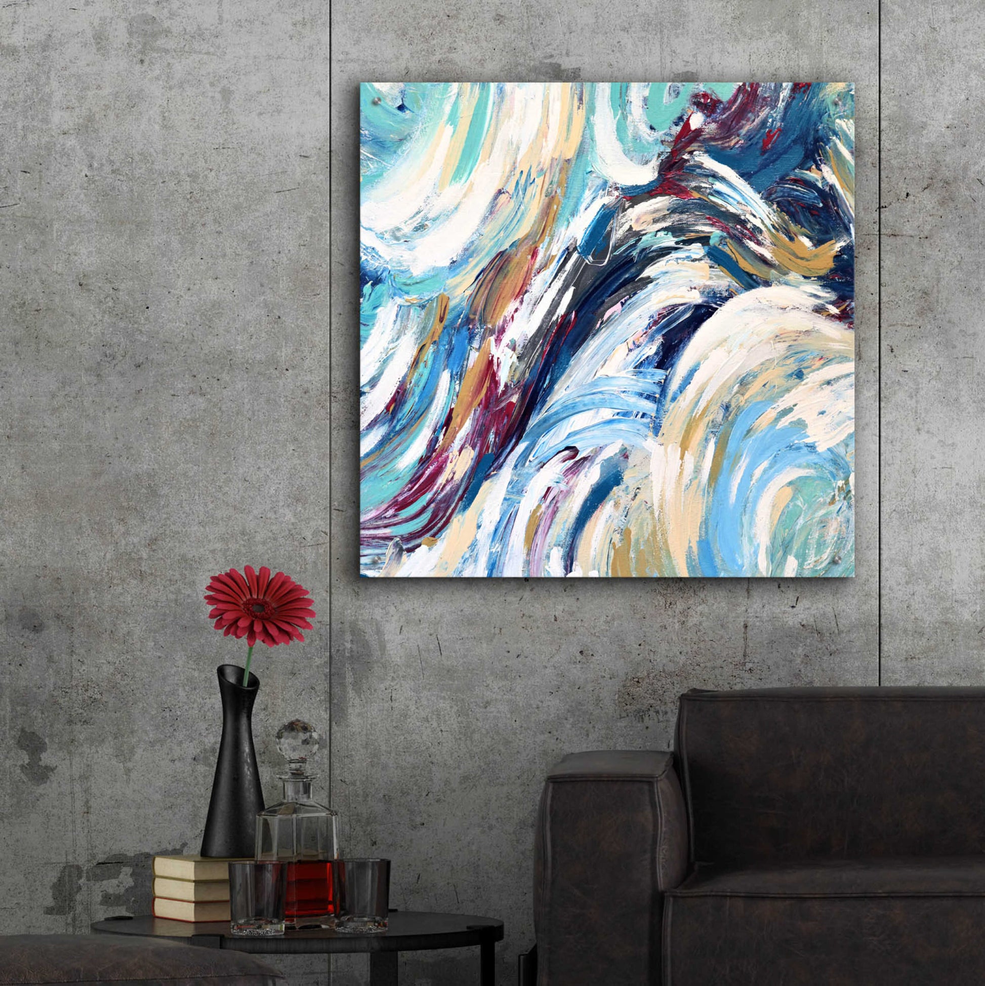 Epic Art 'Abstraction 3' by Christov Art, Acrylic Glass Wall Art,36x36