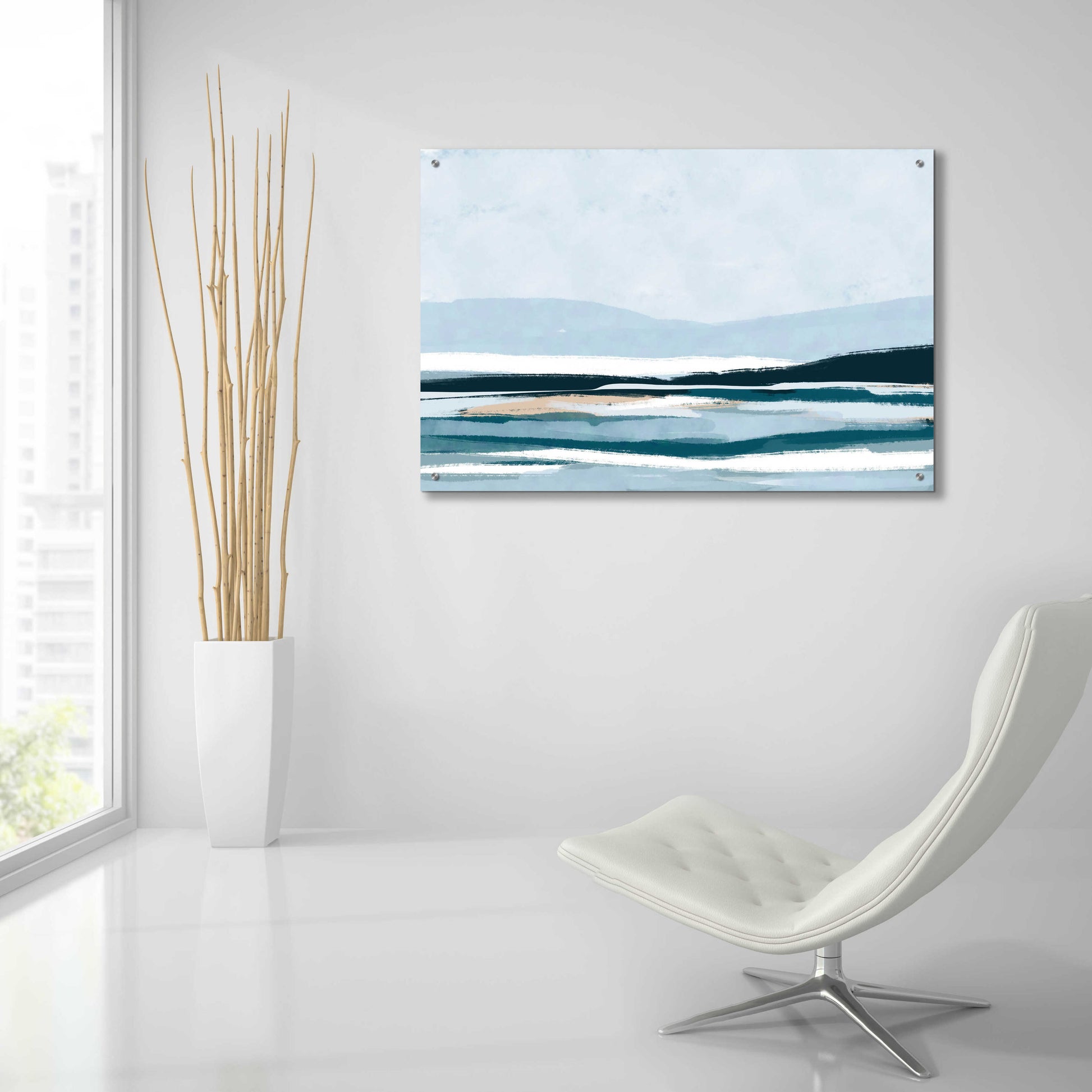 Epic Art 'Coastal Abstract 2' by Christov Art, Acrylic Glass Wall Art,36x24