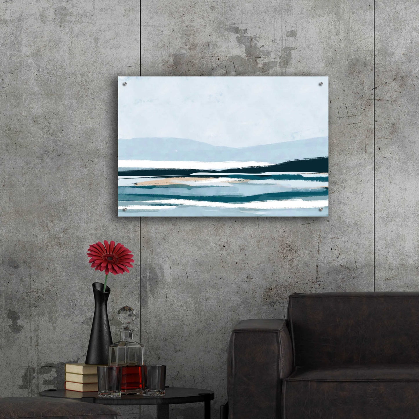 Epic Art 'Coastal Abstract 2' by Christov Art, Acrylic Glass Wall Art,36x24