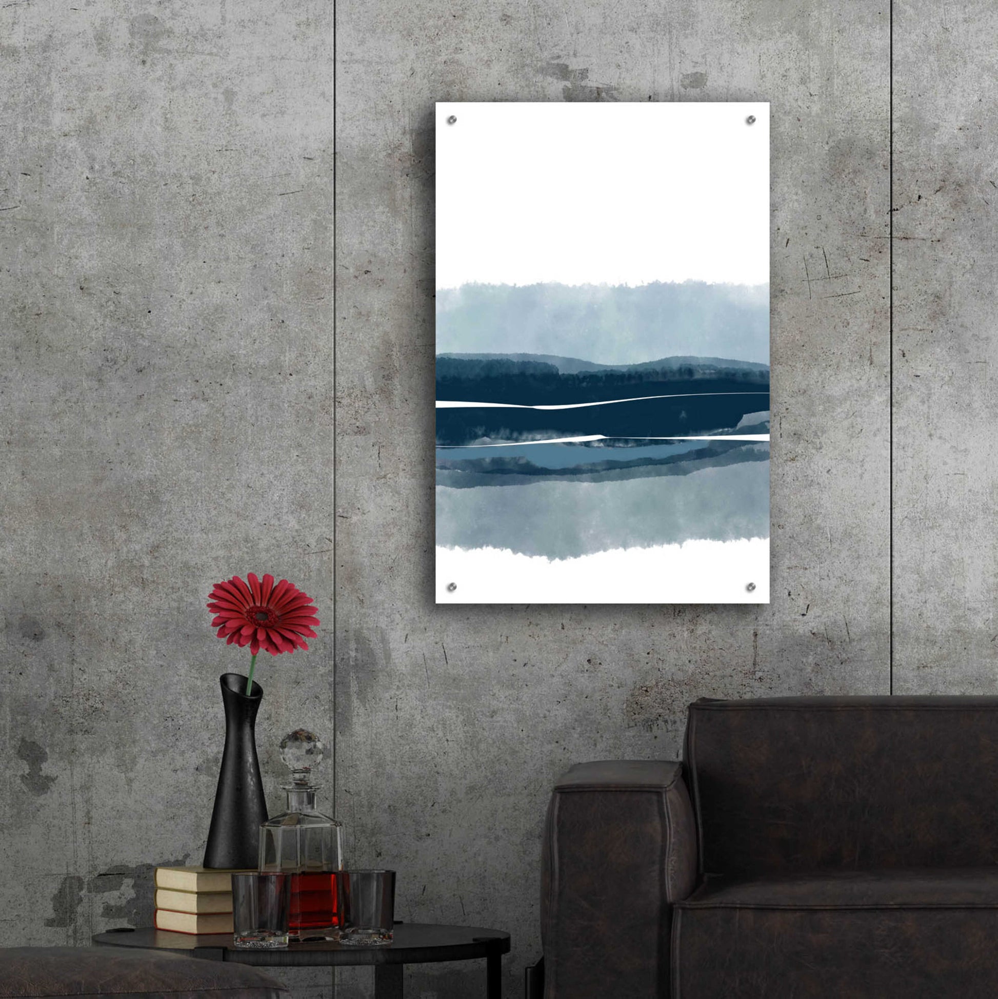 Epic Art 'Coastal Abstract 4' by Christov Art, Acrylic Glass Wall Art,24x36