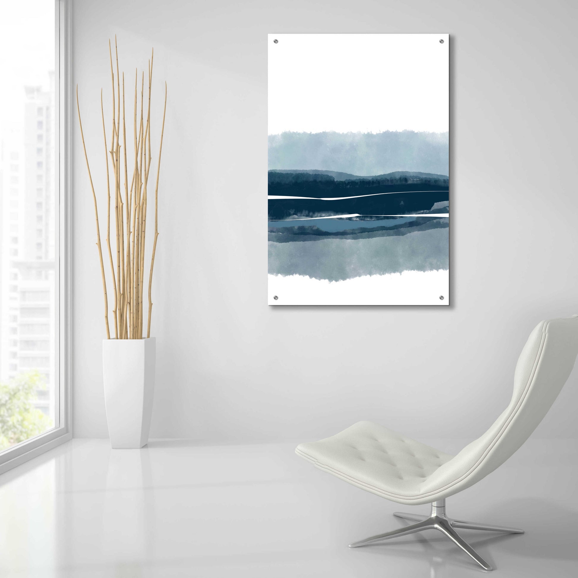 Epic Art 'Coastal Abstract 4' by Christov Art, Acrylic Glass Wall Art,24x36