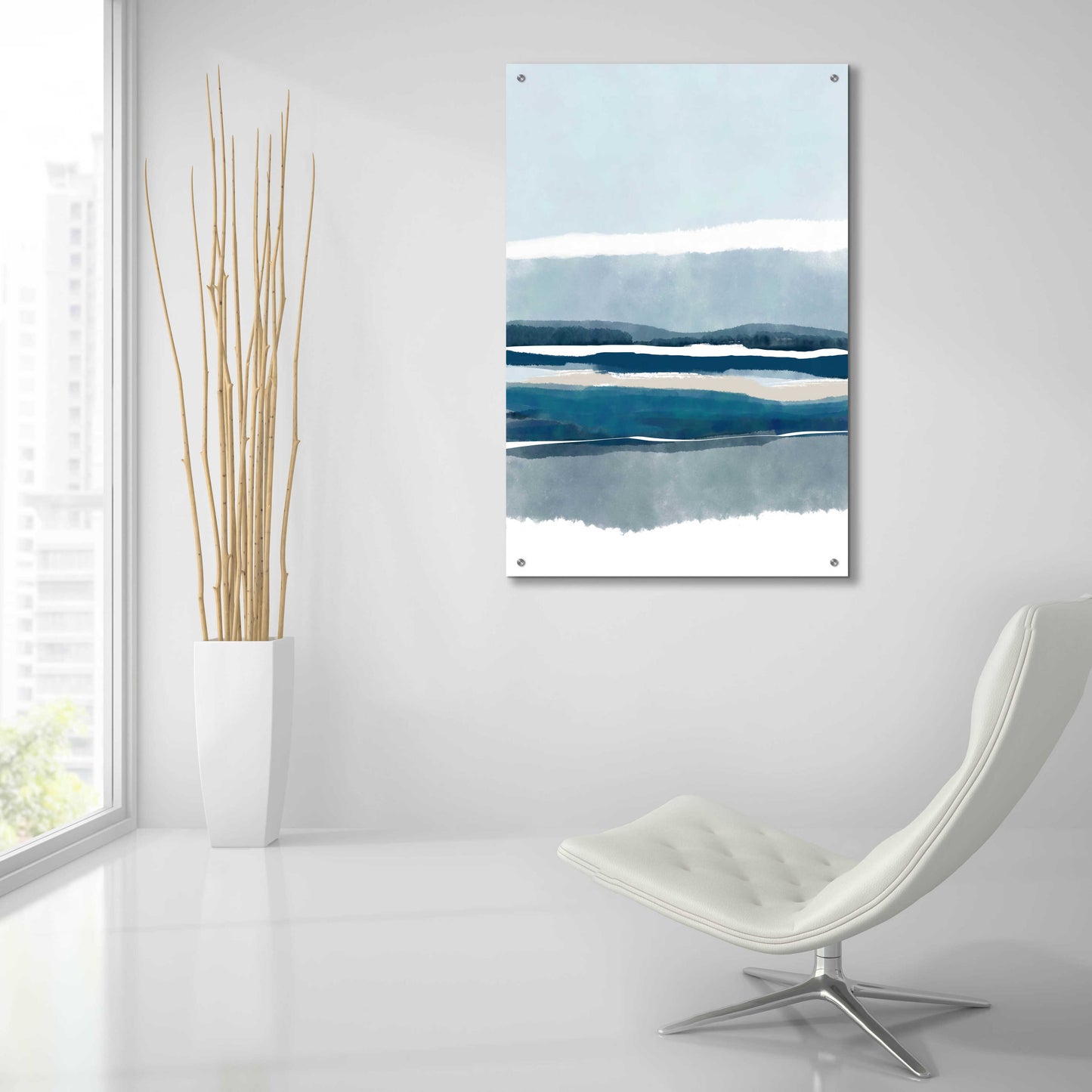 Epic Art 'Coastal Abstract 6' by Christov Art, Acrylic Glass Wall Art,24x36