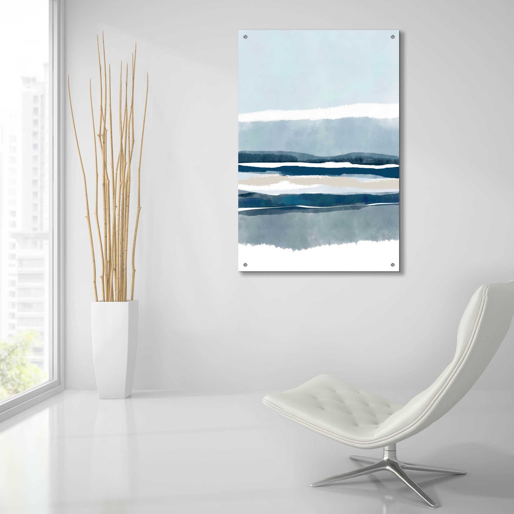 Epic Art 'Coastal Abstract 7' by Christov Art, Acrylic Glass Wall Art,24x36