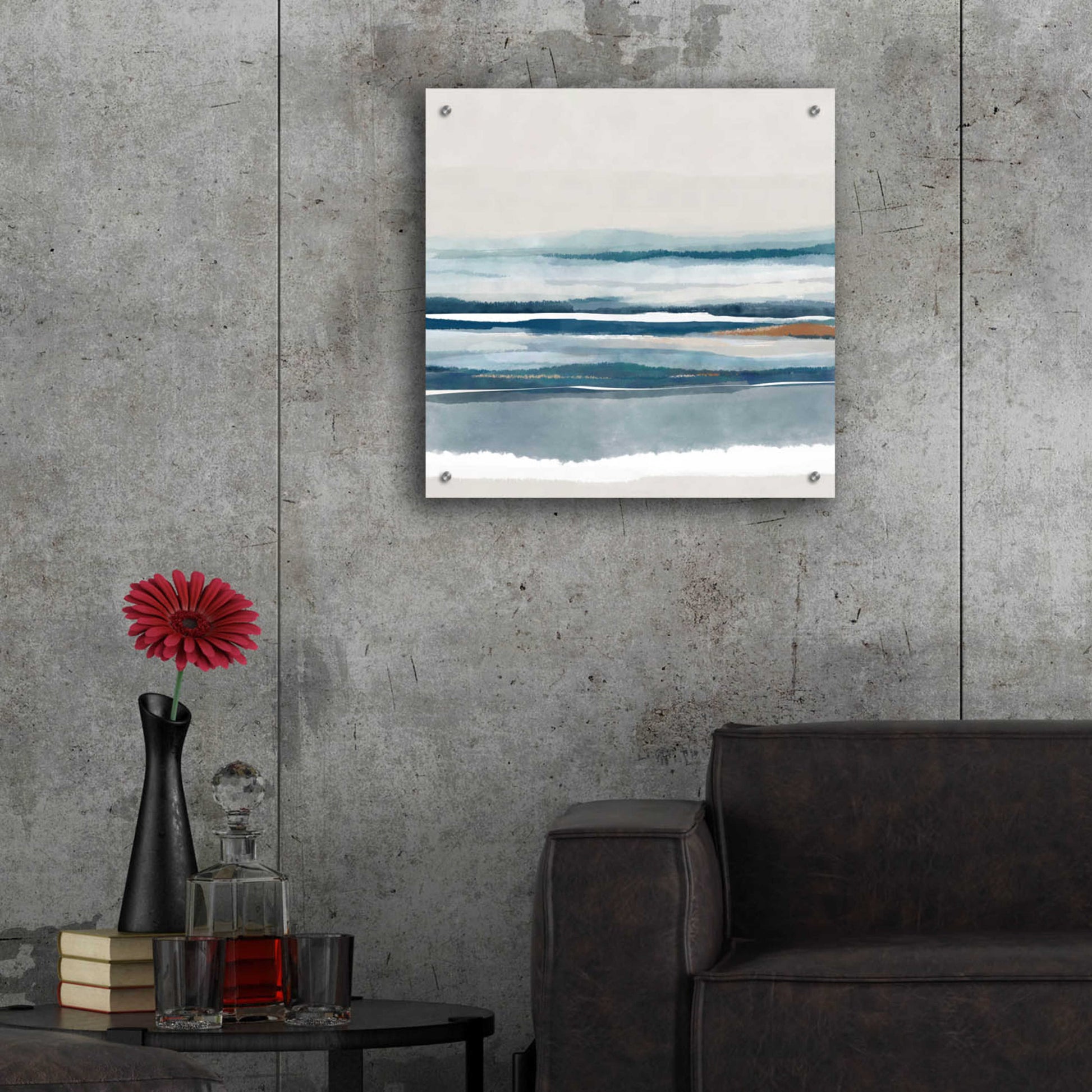 Epic Art 'Coastal Abstract 8' by Christov Art, Acrylic Glass Wall Art,24x24