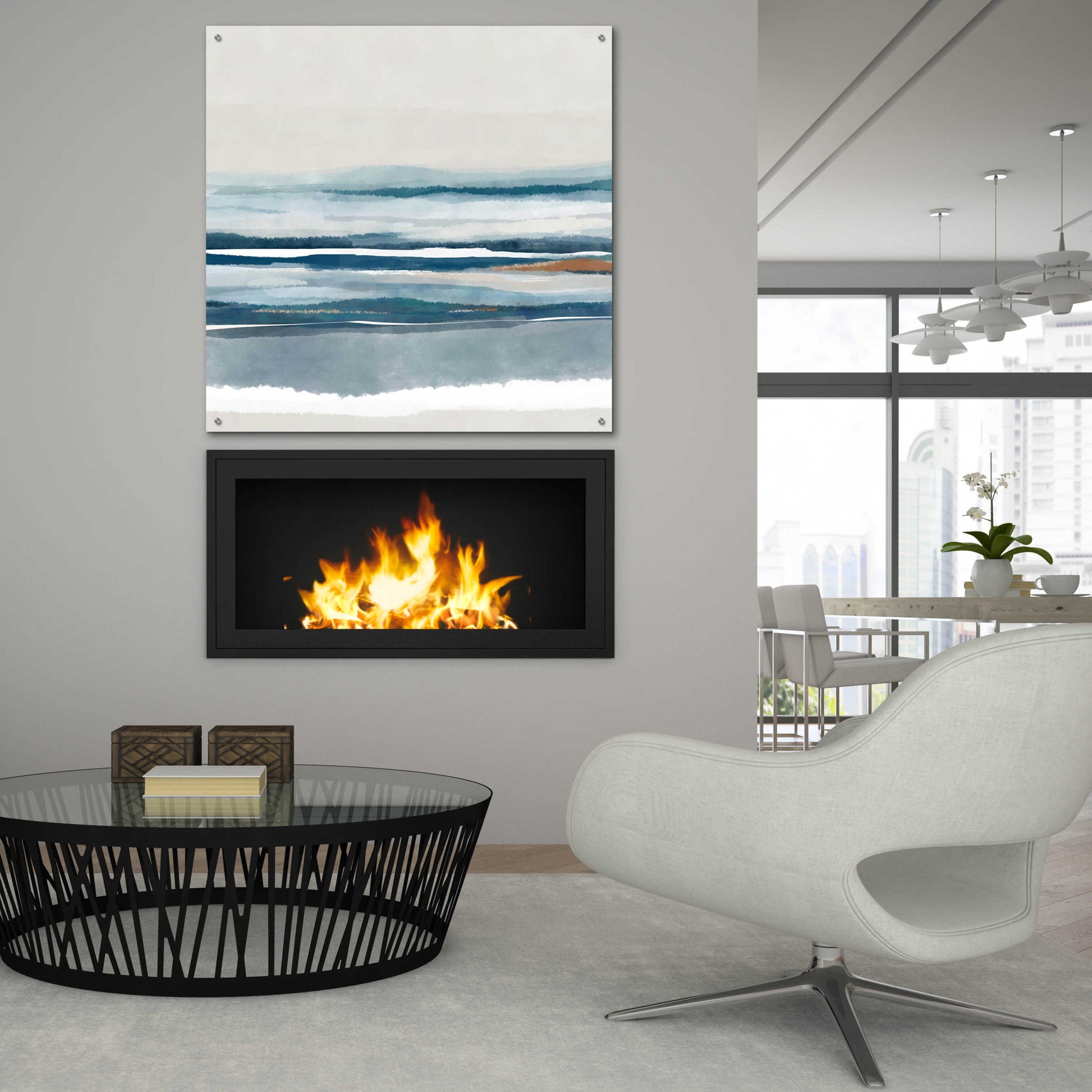 Epic Art 'Coastal Abstract 8' by Christov Art, Acrylic Glass Wall Art,36x36