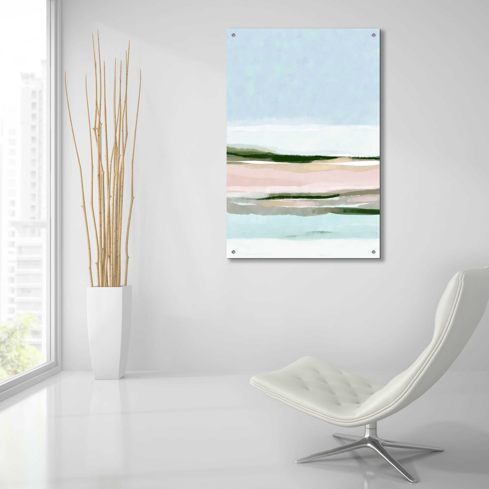 Epic Art 'Coastal Abstract 9' by Christov Art, Acrylic Glass Wall Art,24x36