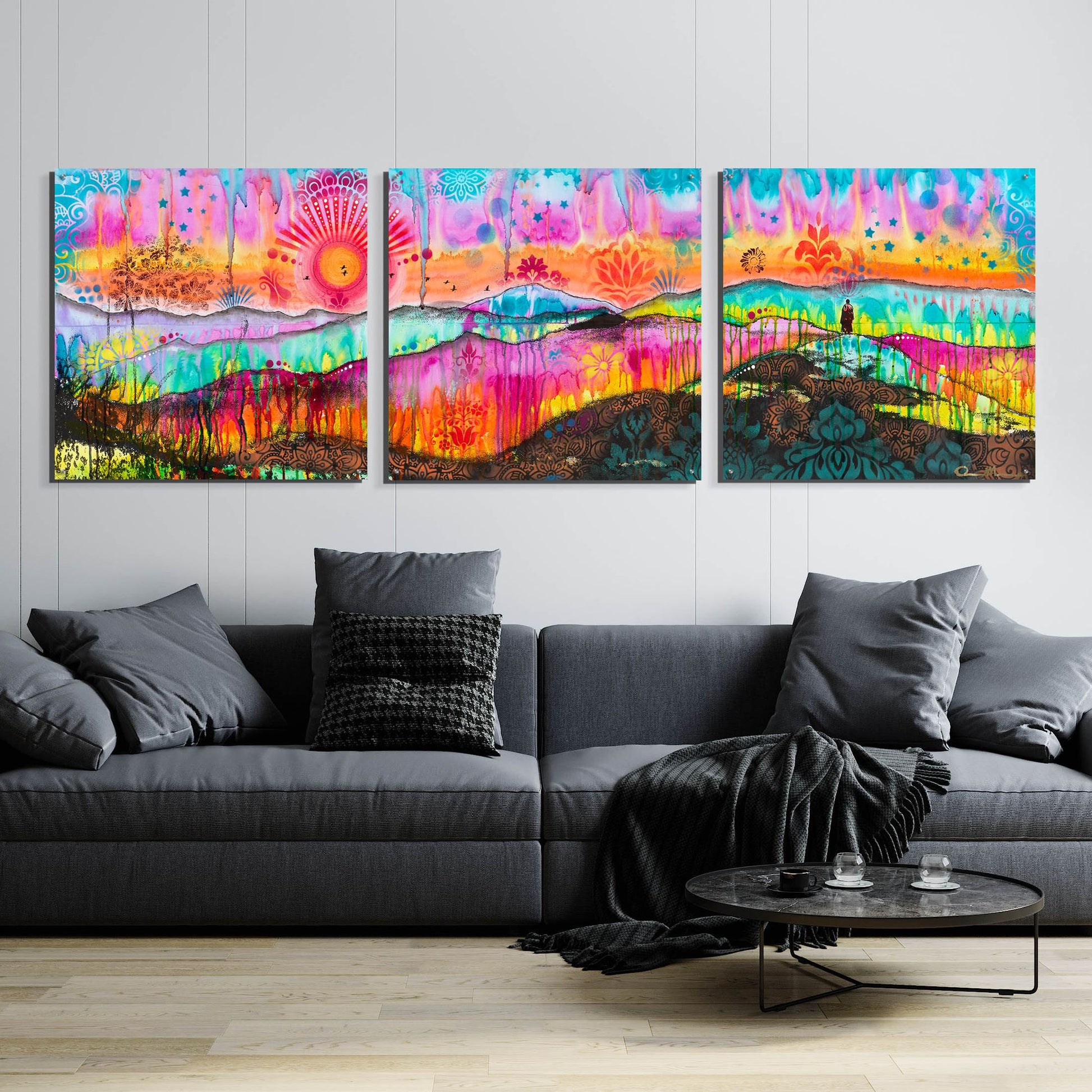 Epic Art 'The Wandering Monk' by Dean Russo, Acrylic Glass Wall Art, 3 Piece Set,108x36